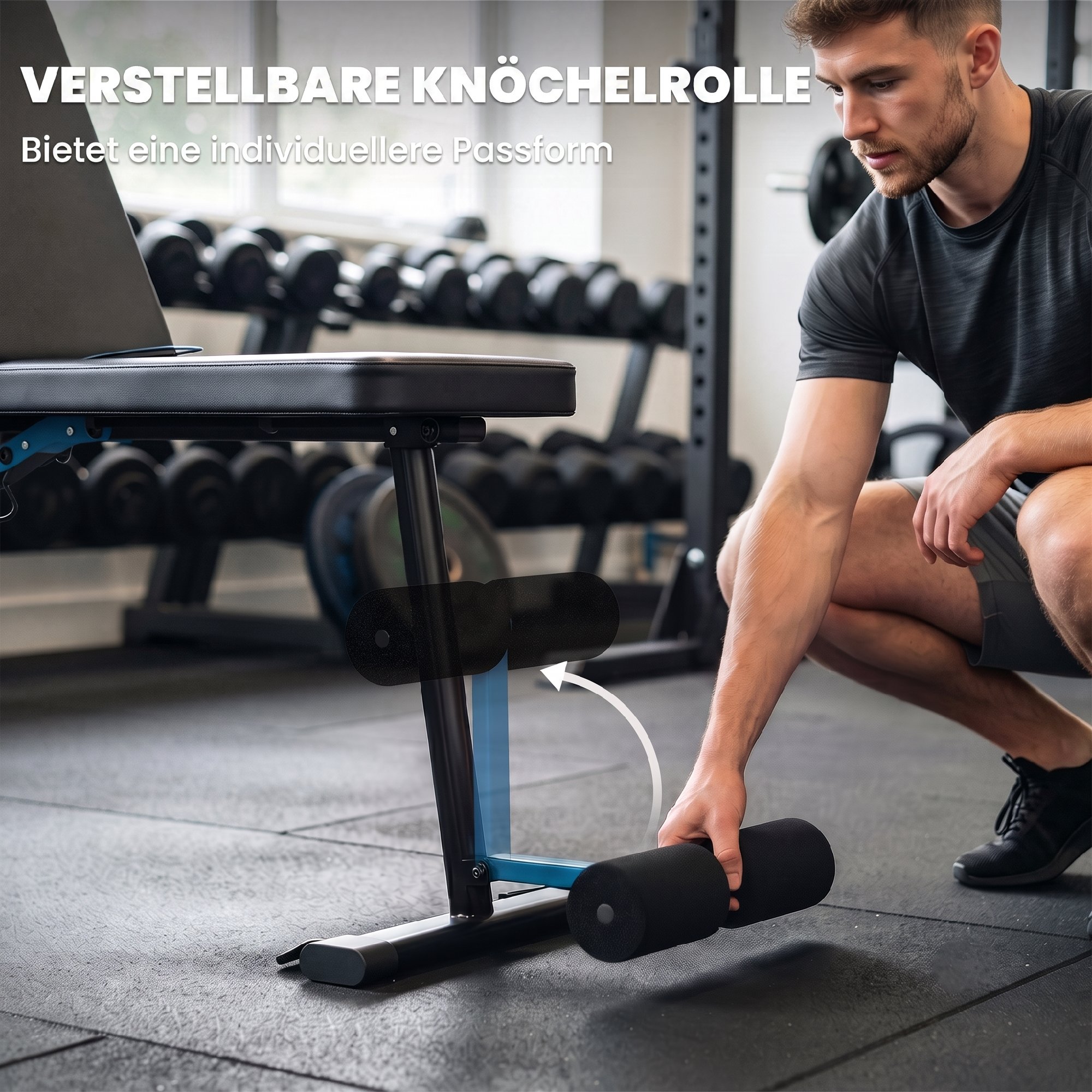 Hantelbank verstellbar Trainingsbank mit Beinstrecker 7-Fach Rückenlehne, verstellbar Polster 300 kg Last