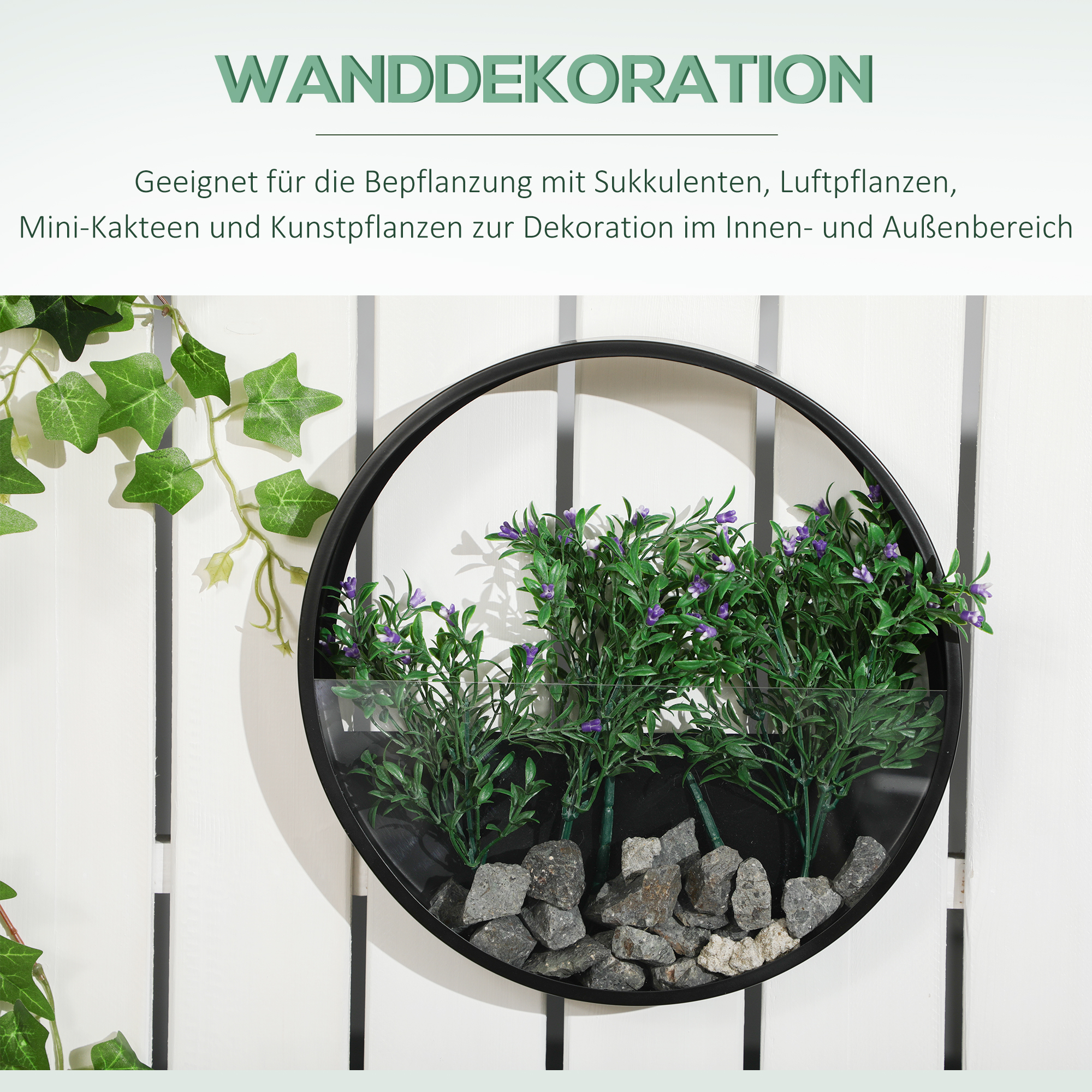 Pflanzgefäße für die Wand, 3er-Set, ineinander stapelbar, Stahl+Acryl, schwarz