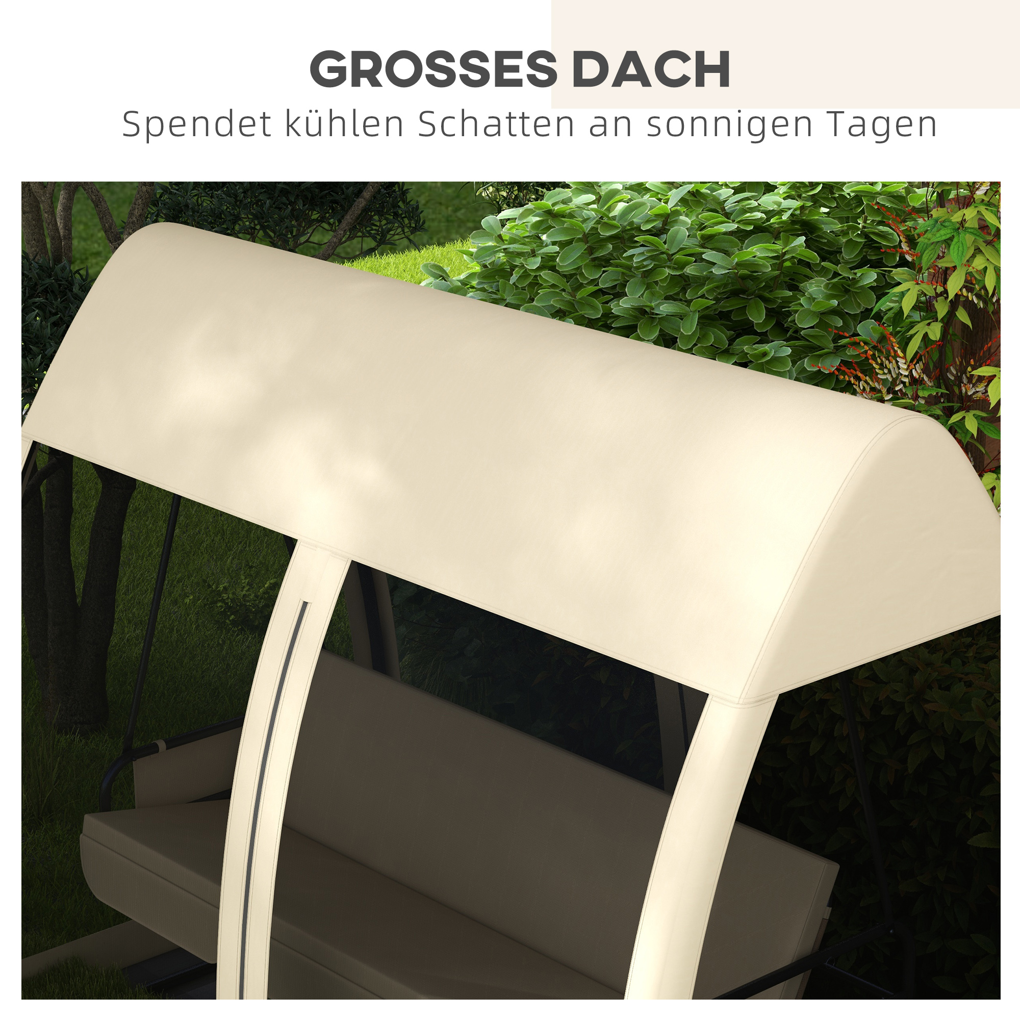 3-Sitzer-Terrassen-Schaukel, Veranda-Schaukel mit Bettfunktion, Hollywoodschaukel mit Mückennetz und Stahlrahmen, Kaffee