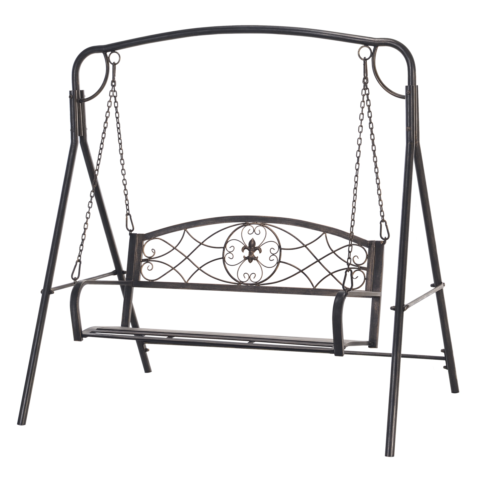 Gartenschaukel Schaukelbank für den Garten Outdoor-Schaukel, Vintage Design, Messing-Optik, 167 cm x1 23 cm x 175cm