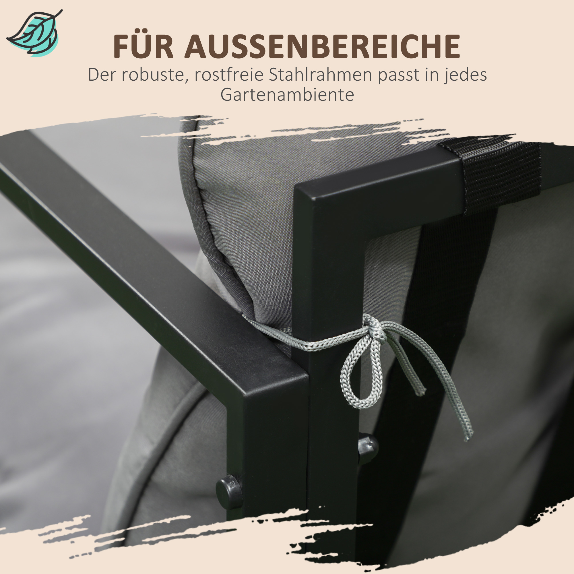 Gartenmöbel-Set, 1 Glastisch, 2 Sessel. 1 Sofa, wetterbeständig,114 cm x 70 cm x 67 cm, Grau+Schwarz