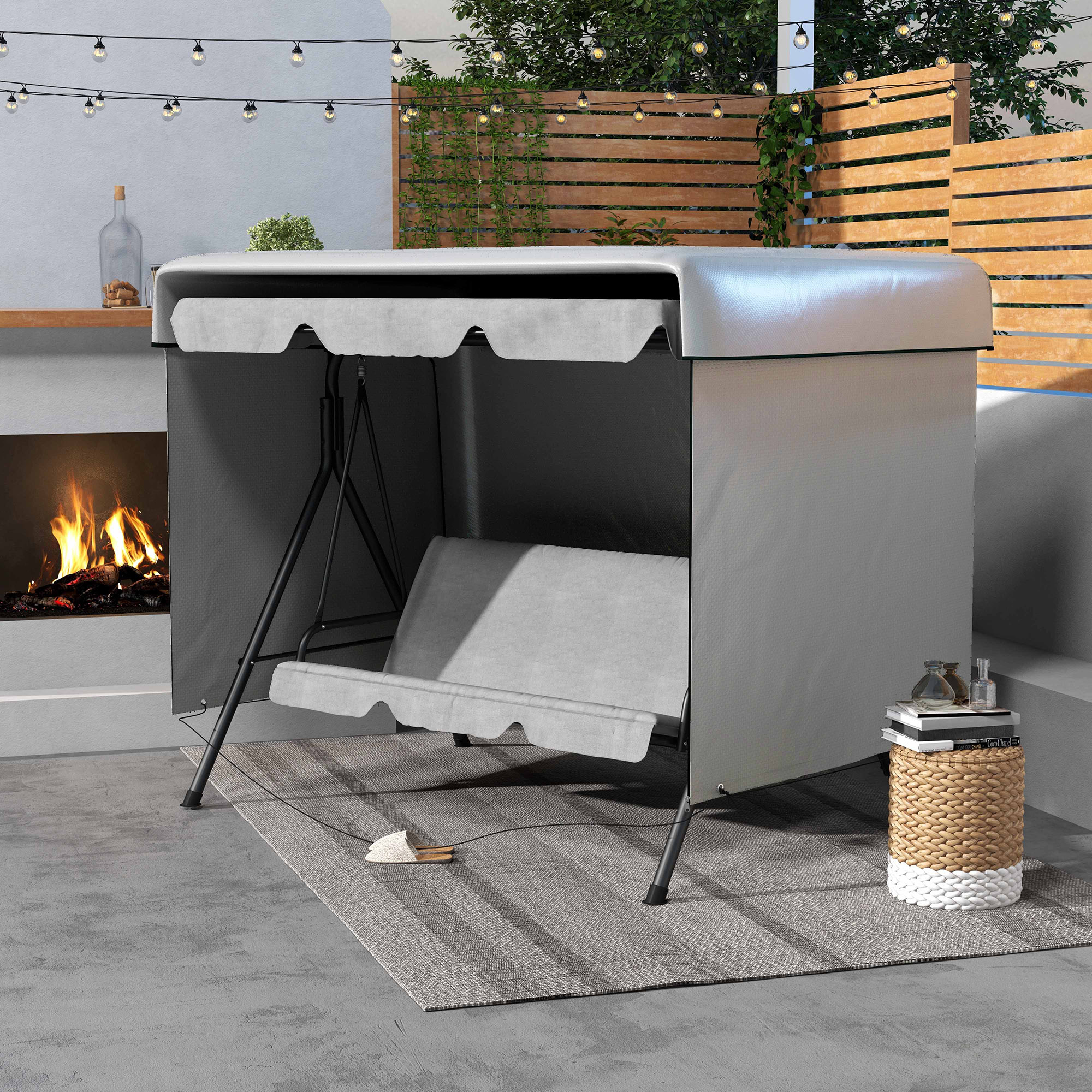 Gartenmöbelabdeckung Abdeckung Schutzhülle für Outdoor-Möbel, 215 cm x 155 cm x 150 cm, Grau