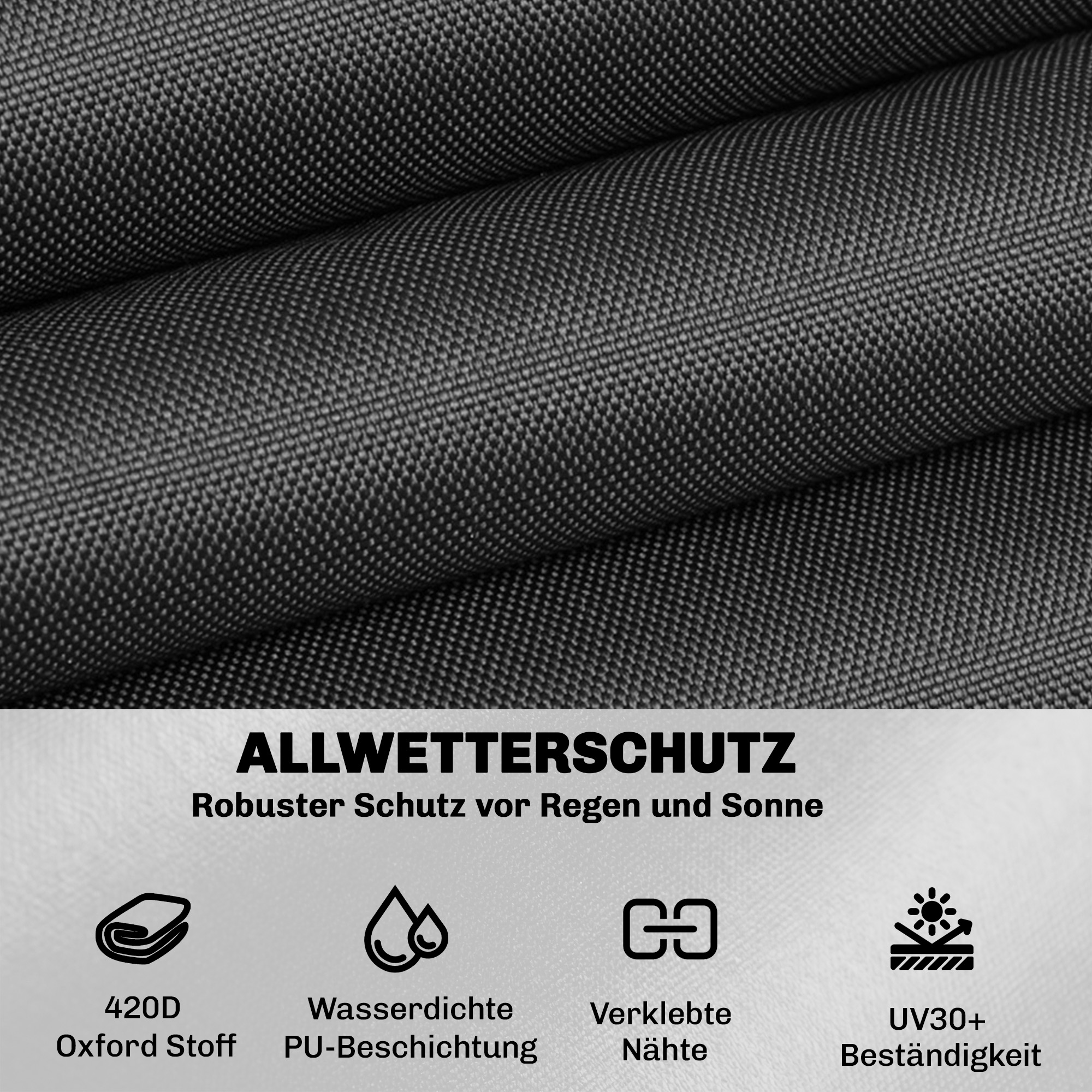 Schutzhülle für Gartenmöbel Winterfest Wasserdicht Abdeckung Anti-UV Abdeckplane 420D Oxford Gewebe 125x125x74cm Schwarz