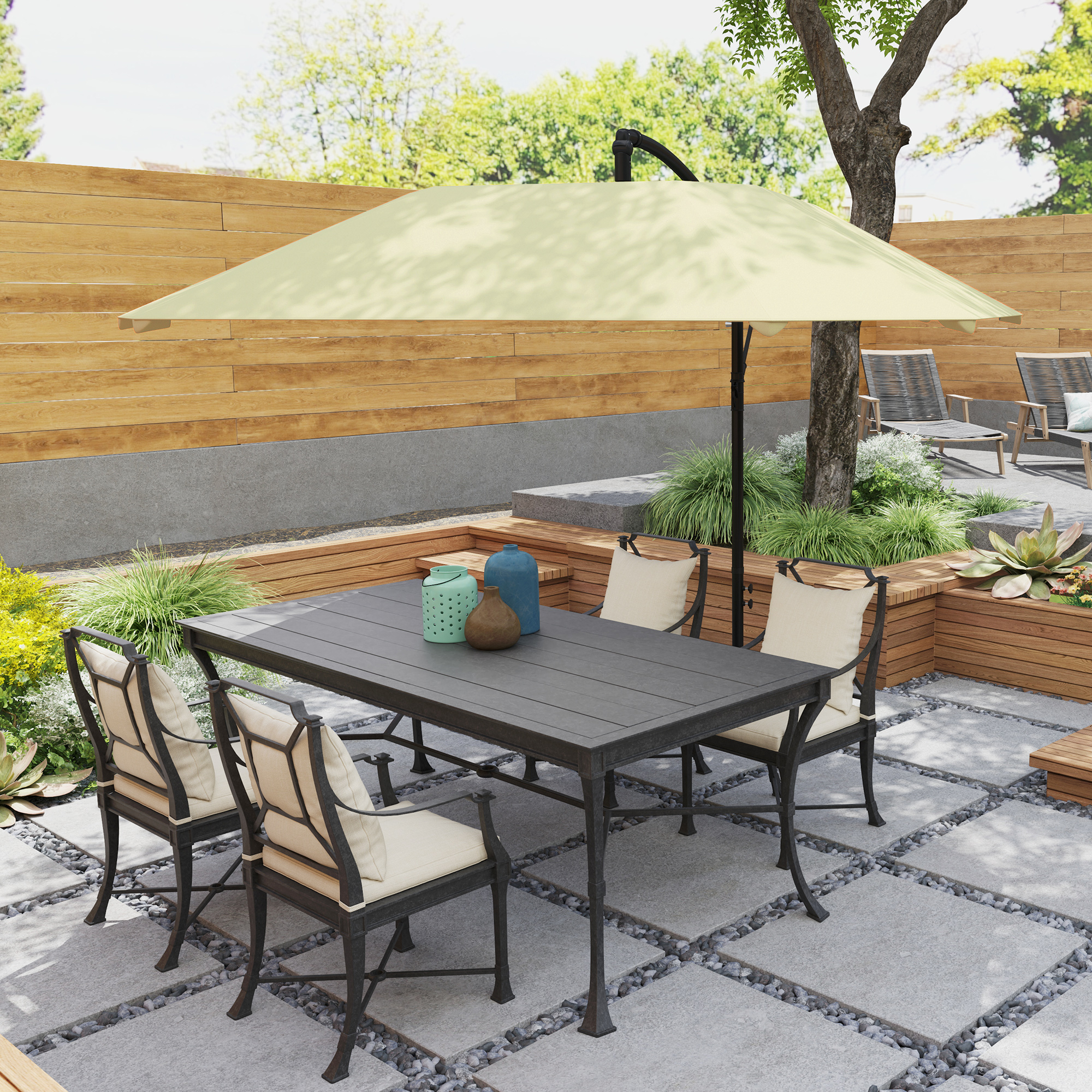 Ampelschirm Alu Ø 260 cm Sonnenschirm, wasserdicht Kurbelschirm mit Ständer, Kurbel, Beige