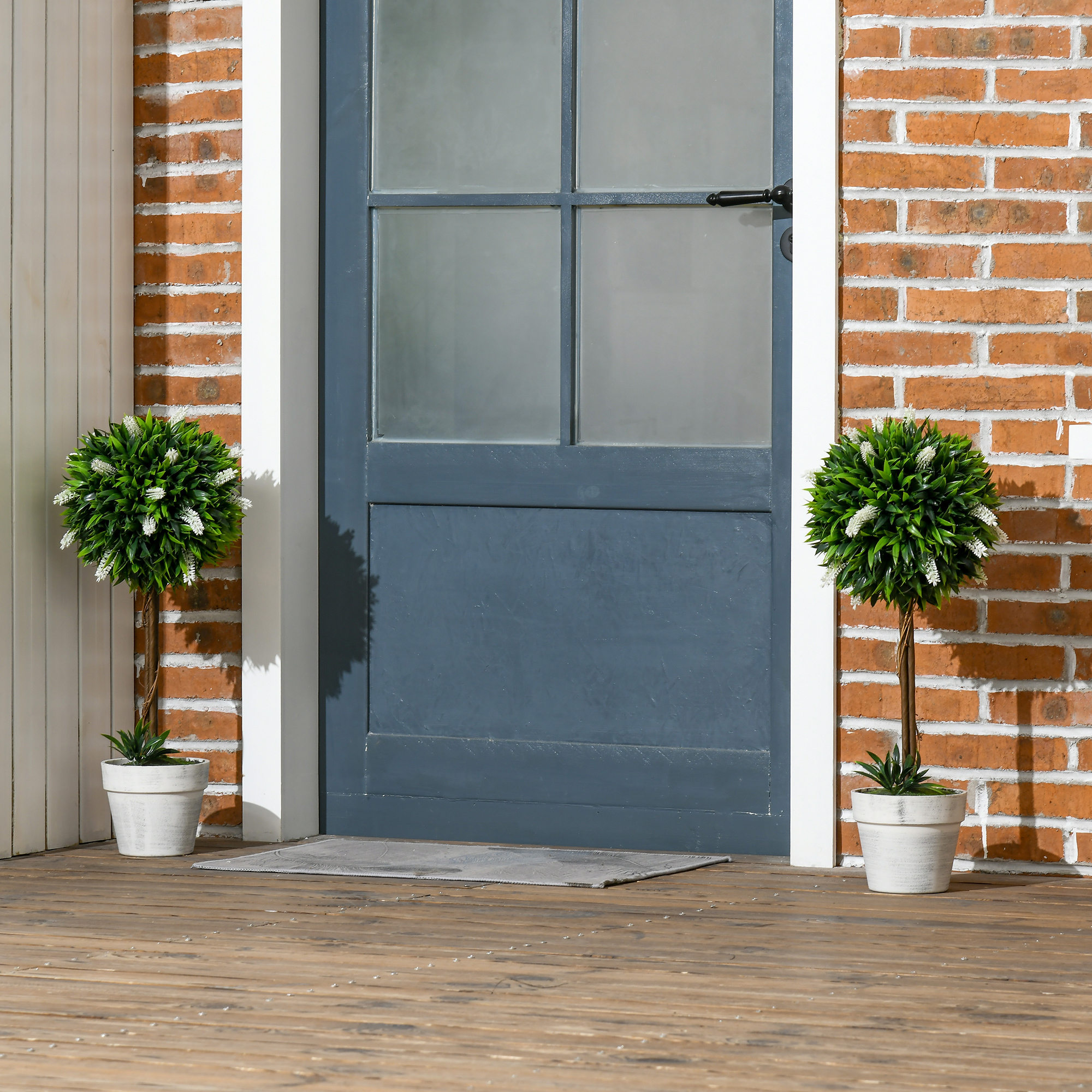 2er-Set Lavendel Kunstbaum, 60 cm hoch, inkl, Topf und Kunstmoos, Weiß