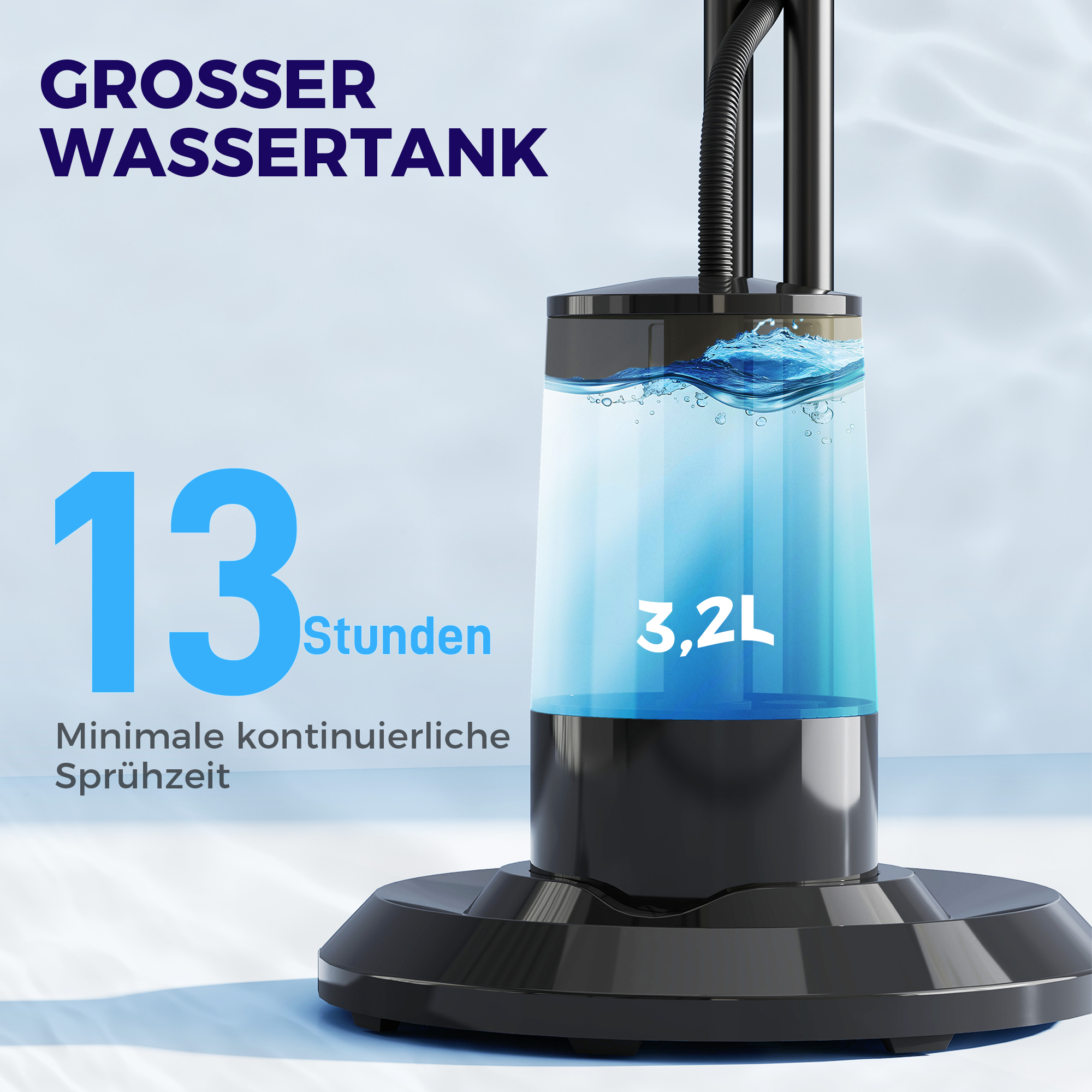 Ventilator, Nebelventilator, 3 Geschwindigkeiten, Timer, Luftbefeuchter, Schwarz