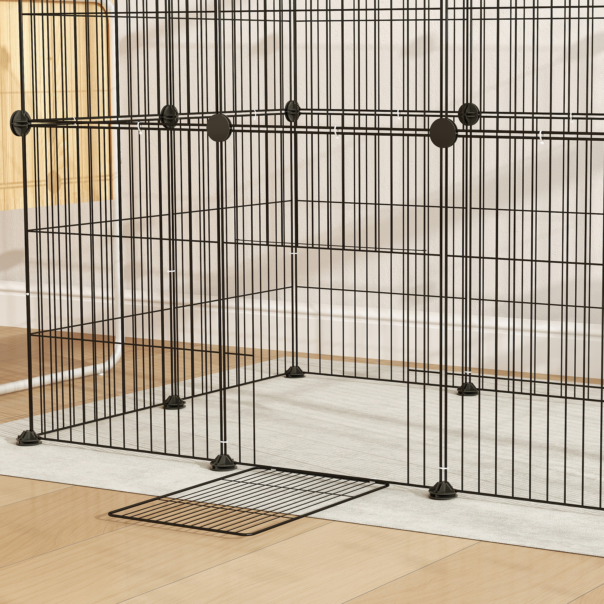 Kleintierkäfig, Außengehege, modulare Bauweise, 0,72 m² Fläche, Stahl, Schwarz