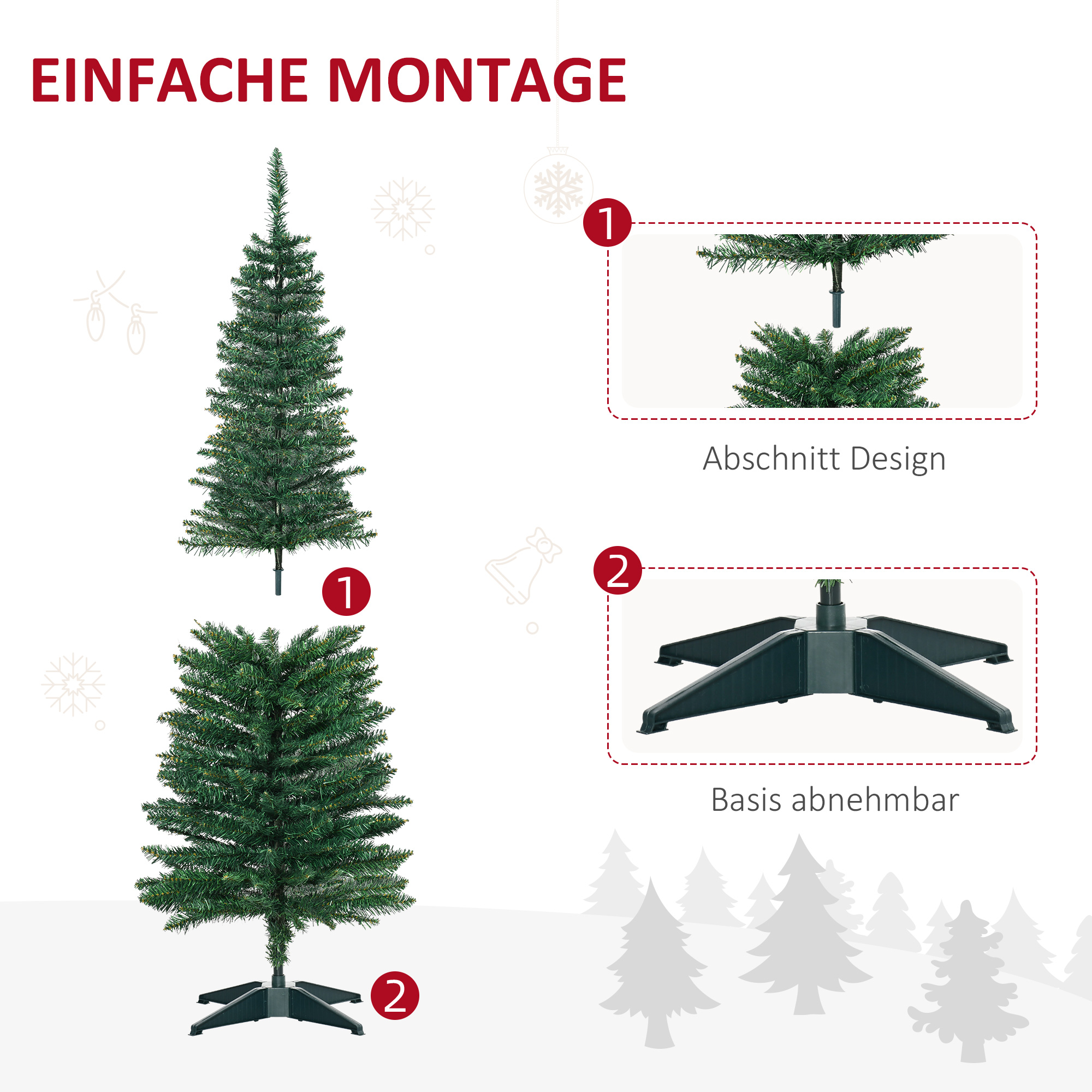 Weihnachtsbaum künstliche Künstliche Tanne Christbaum, inkl Ständer Weihnachtsstern 1,5 m, Grün