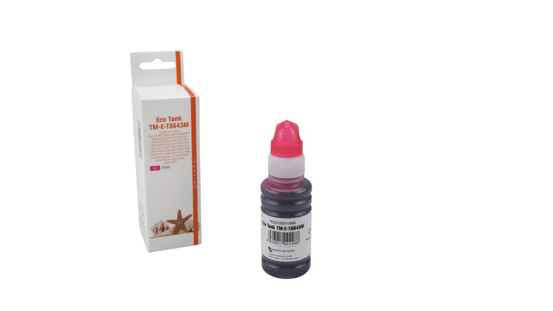 T6643M Eco Tank Nachfüllflasche Magenta für Epson / T6643M / 70ml