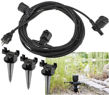 Gartensteckdose für Außen, IP44, 3-fach - Einzelsteckdosen, 5+2,5+2,5m Gartensteckdose für Außen, IP44, 3-fach - Einzelsteckdosen, 5+2,5+2,5m