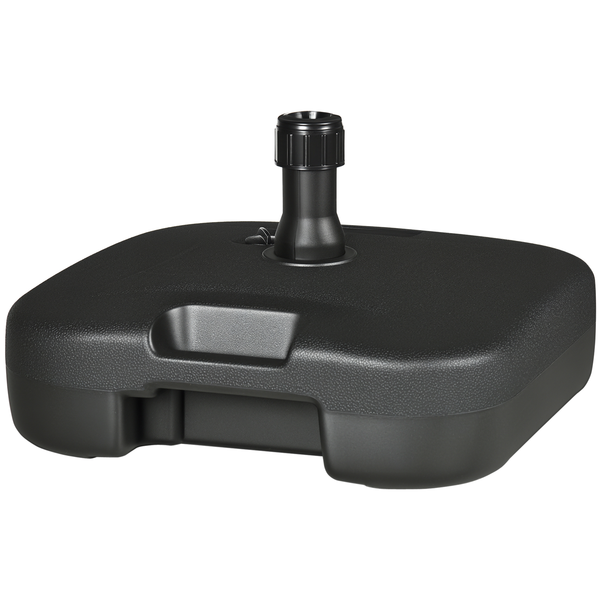Sonnenschirmständer Schirmständer Schirmhalter befüllbar mit Sand Wasser abgerundete Ecken HDPE-Kunststoff Schwarz 46 x 45 x 26 cm bis zu 30 kg Netto Gewicht 1,6Kg