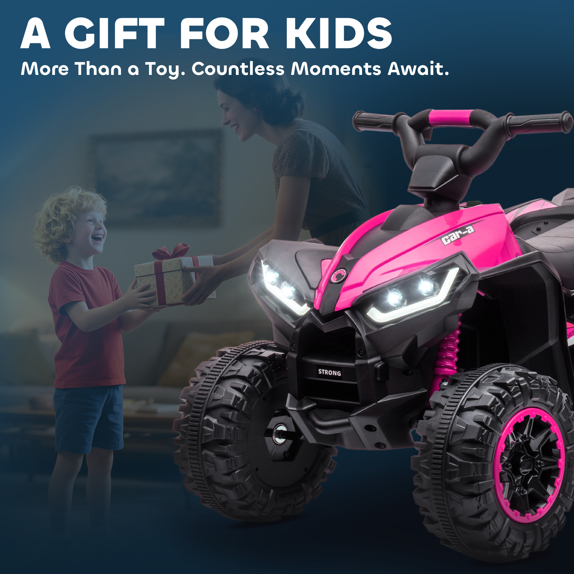 Elektro Kinderquad, 3-6 km/h, Licht/Musik, für 3-5 Jahre, bis 25kg, Rosa/Schwarz