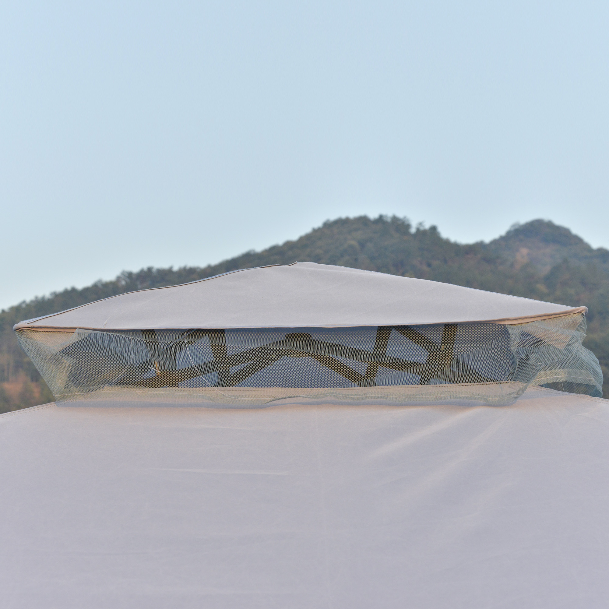 Pavillon mit Doppeldach, 3x2 m Wasserdicht Stabil Winterfest Gartenpavillon mit Moskitonetz, Seitenteile, Garten-Pavillon aus Metall, für Garten, Terrasse, Hellgrau