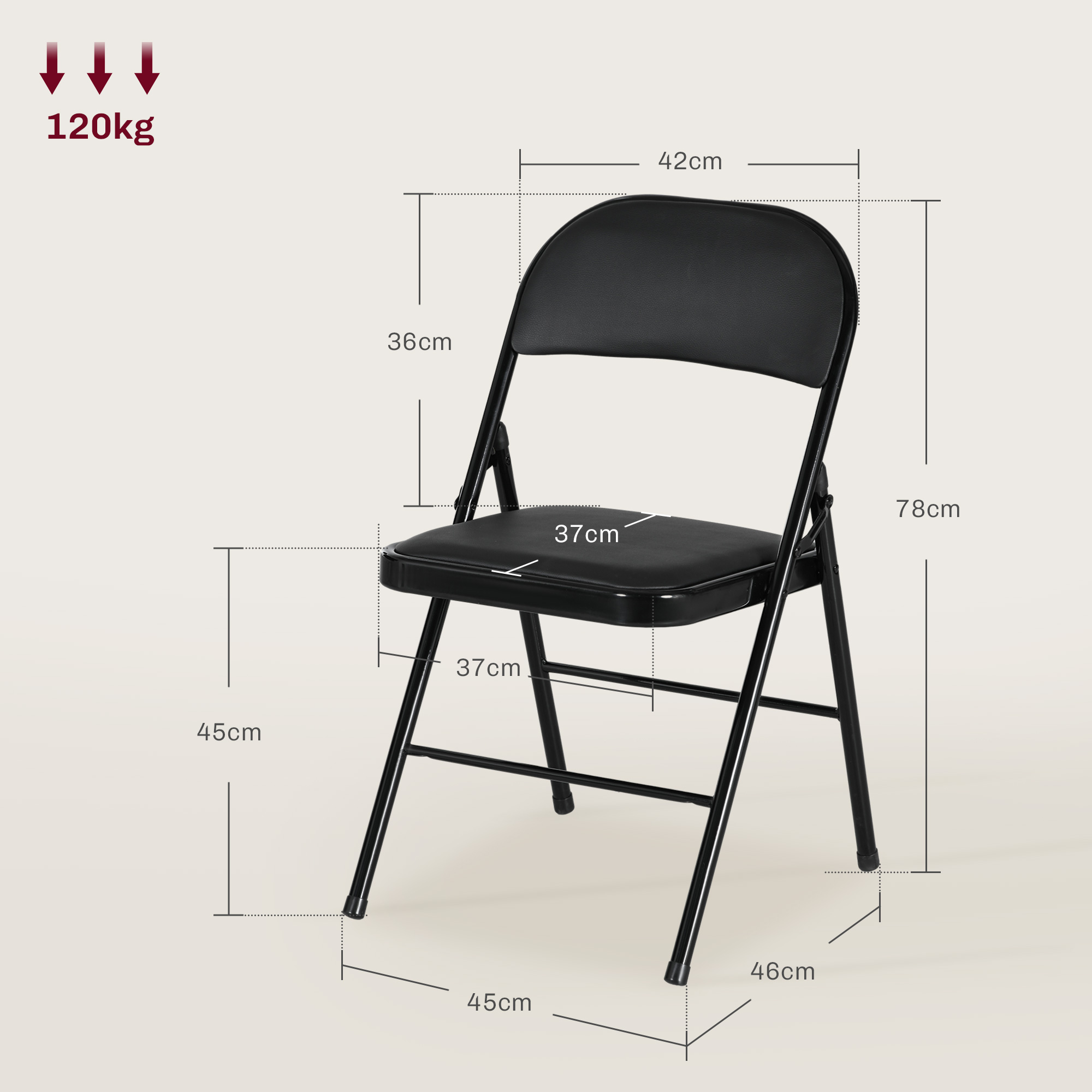 2er-Set Klappstühle, Tragbare Bürostühle, Metallbeine, Faltstuhl für Büro, Empfang, Wartezimmer, Kunstleder, Schwarz