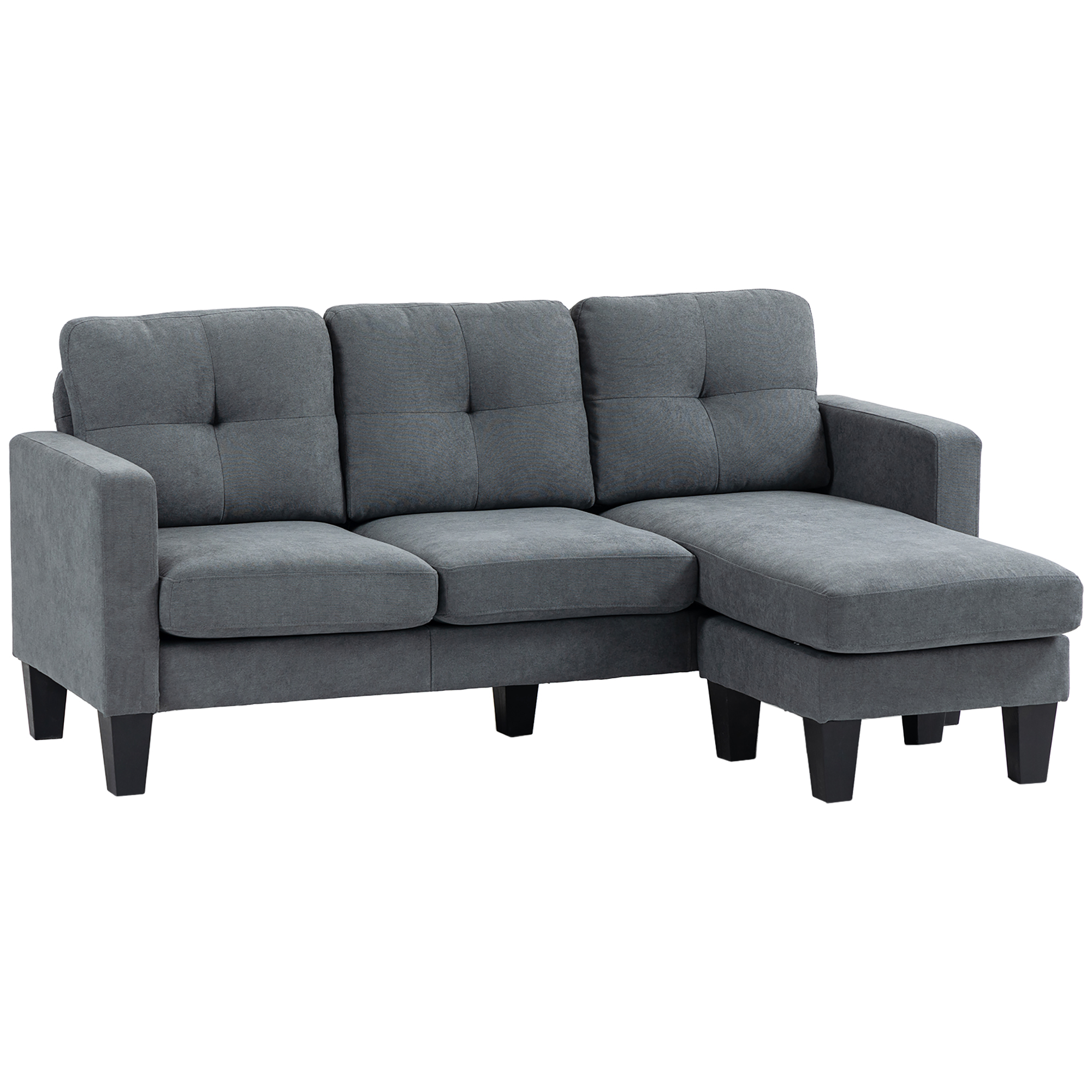 Ecksofa in L-Form, beidseitig anbringbare Chaiselongue, Polstersofa, Dunkelgrau