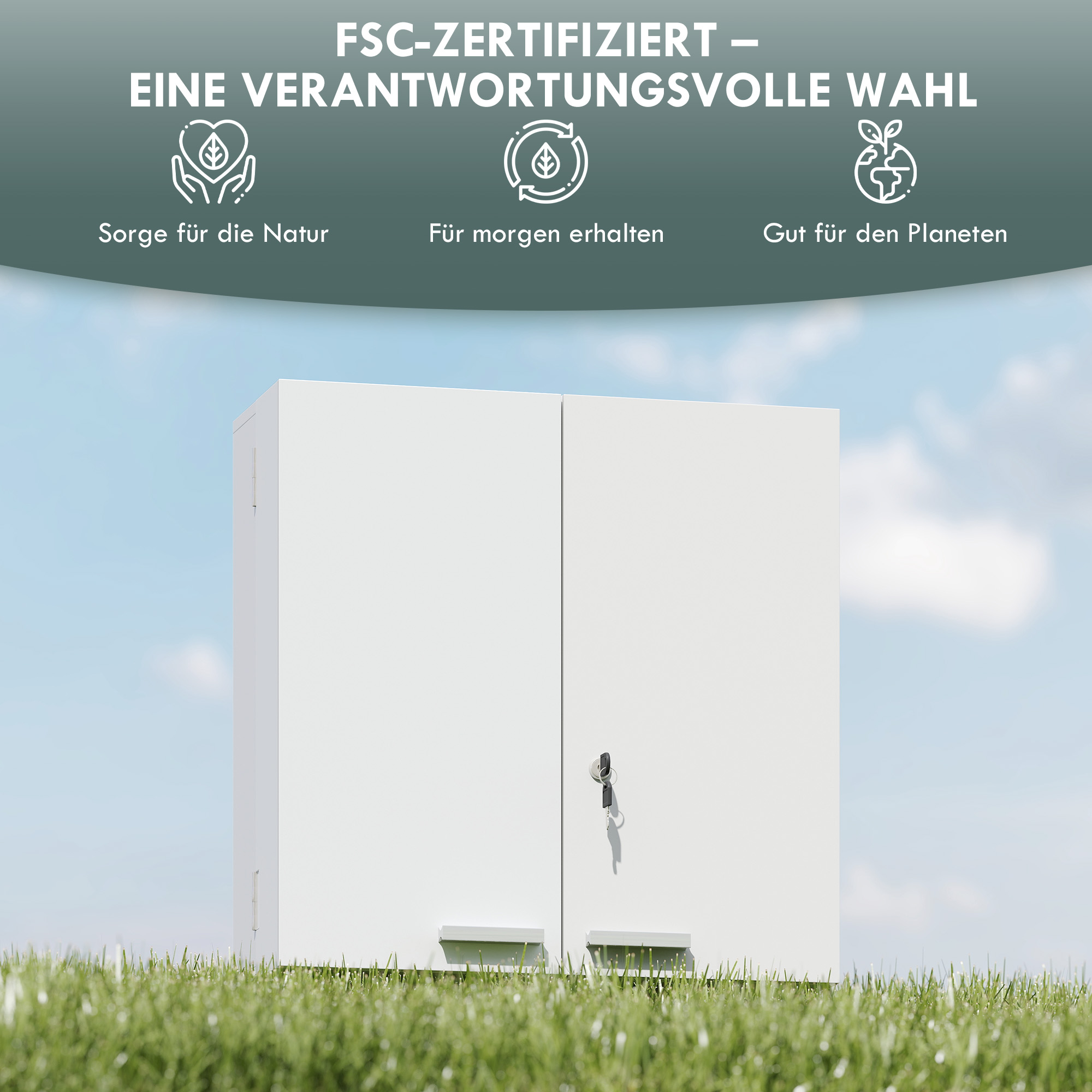 Medizinschrank abschließbar 2-türig Hängend Medikamentenschrank mit 11 Fächer 2 Schlüssel, 53 x 20 x 53 cm, Weiß