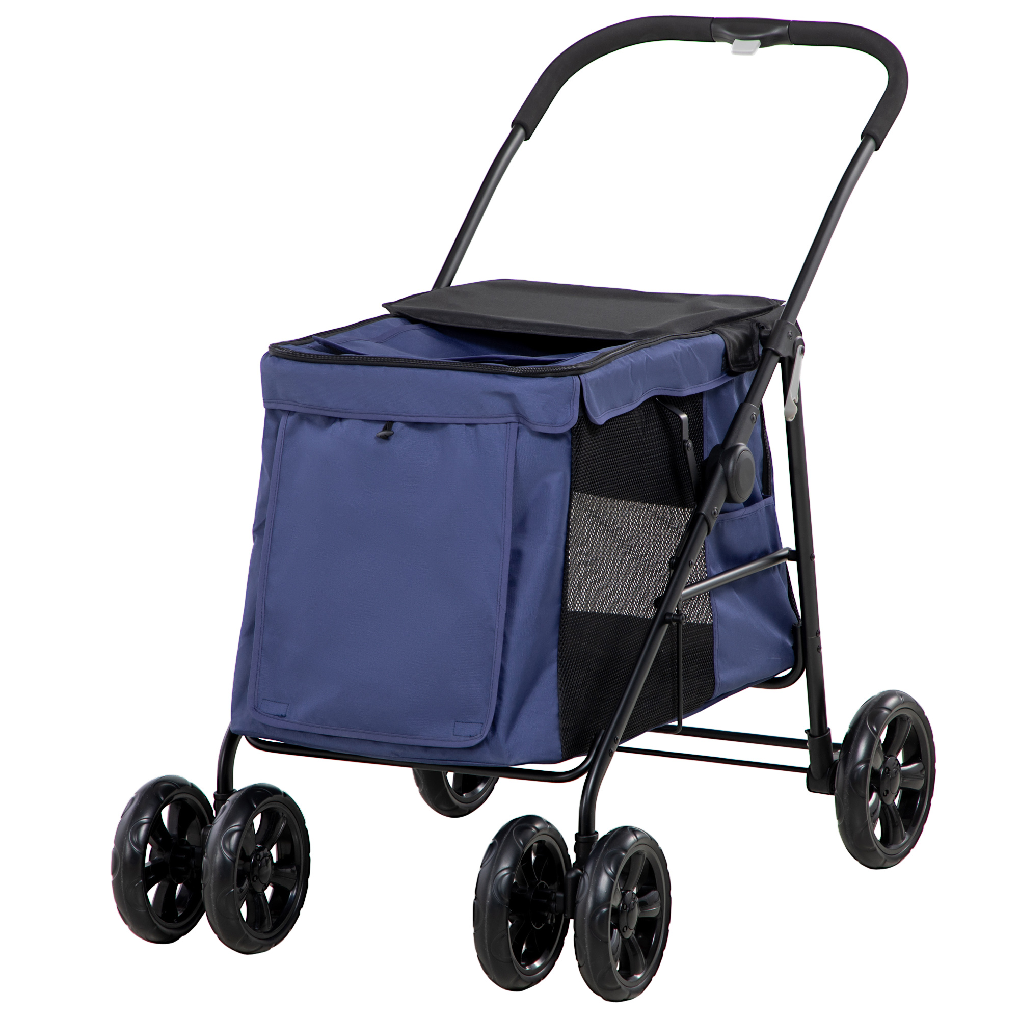 Hundetrolley bis 20kg klappbar Kissen 3 Seitentaschen 102 cm x 62 cm x 105 cm Blau