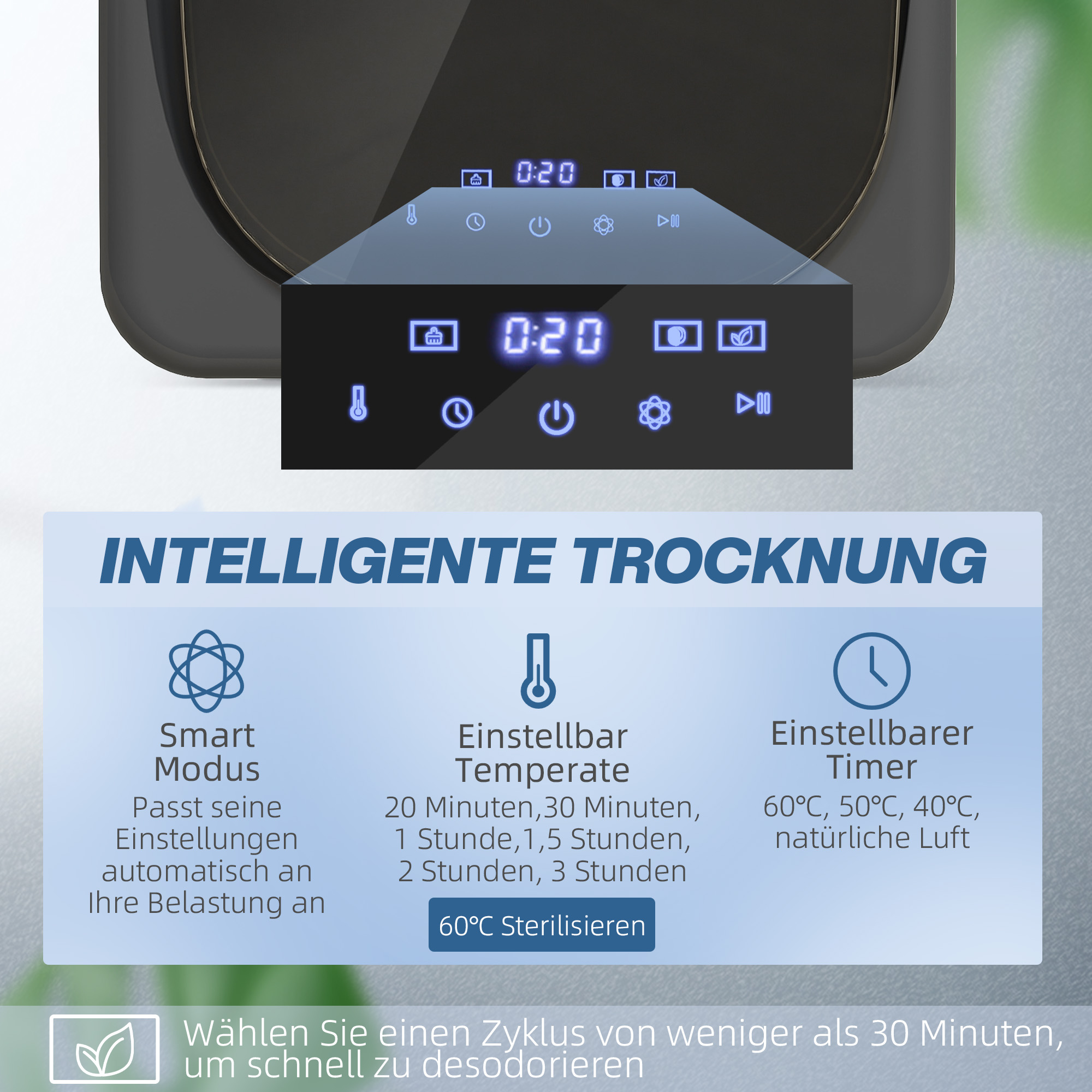 Wäschetrockner mit UV-Desinfektion, kompakte Bauweise, 4 kg Kapazität, Edelstahl, Grau