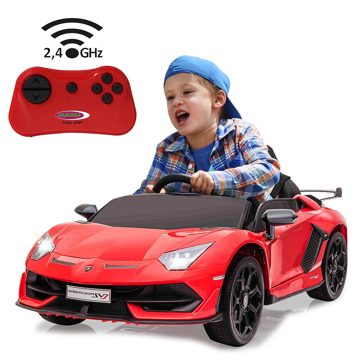 Kinderfahrzeug Lamborghini Aventador SVJ rot 12V 2,4GHz