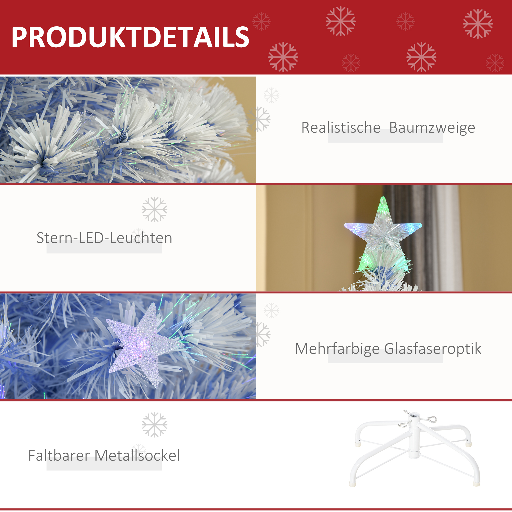 künstlicher Weihnachtsbaum mit 3 LED-Leuchten Christbaum Tannenbaum PVC Metall Weiß+Blau Ø60 x 120H cm