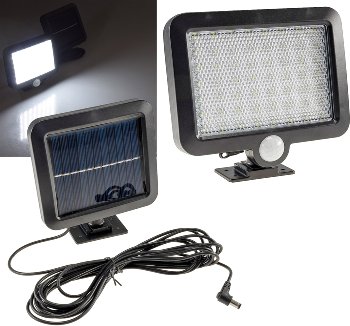 LED Solar Wandleuchte m. Bewegungsmelder - 300lm, 6000K, Akku, externe Solarzelle LED Solar Wandleuchte m. Bewegungsmelder - 300lm, 6000K, Akku, externe Solarzelle