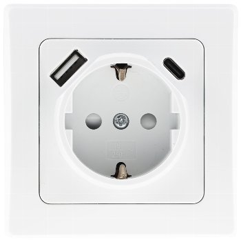 DELPHI Schutzkontakt-Steckdose, weiß, 230V~/ 16A, Unterputz, USB-C / PD