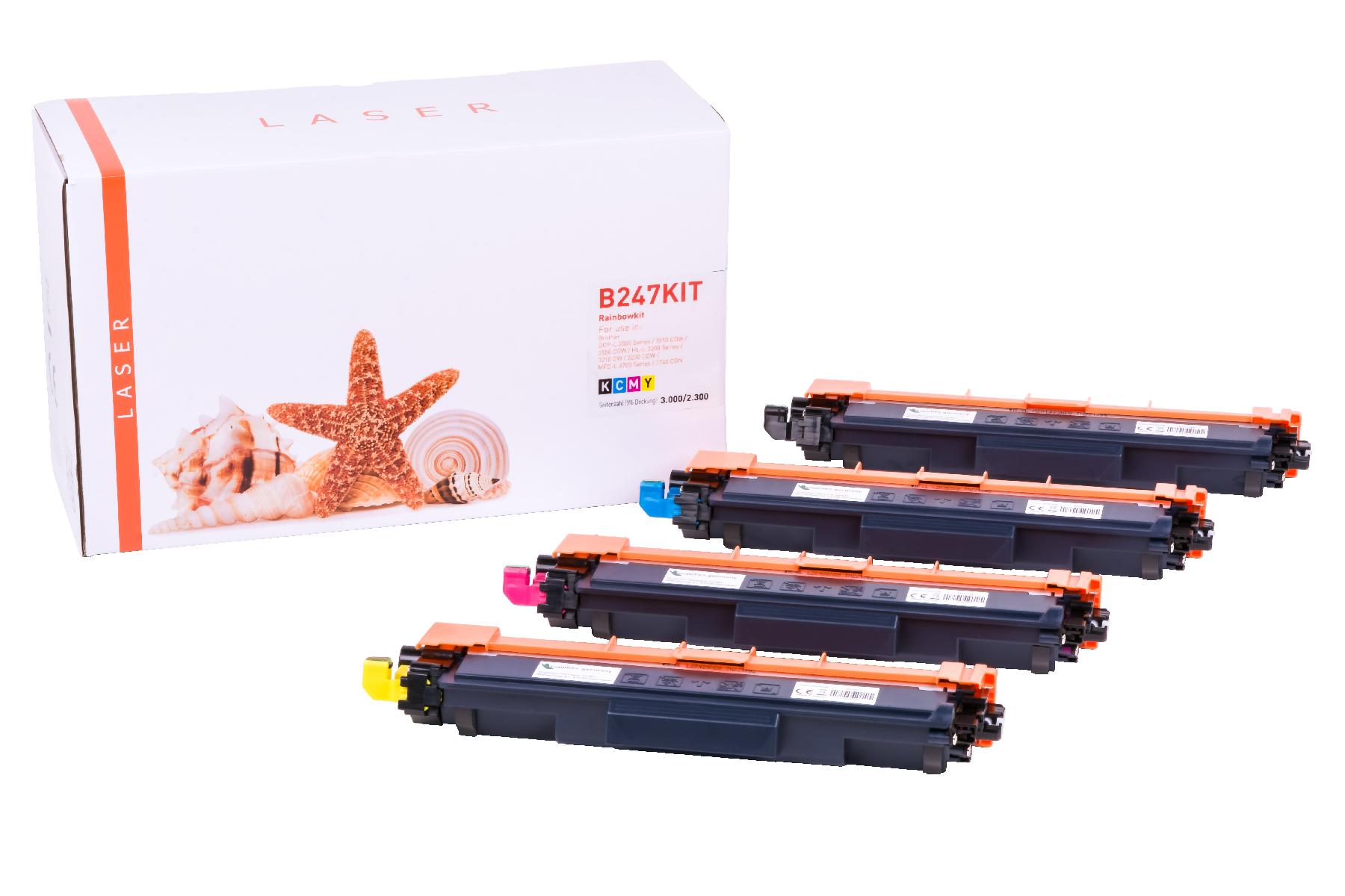 TN247KIT alternativ Toner Rainbowkit für Brother / TN247 / BK3.000 / CMY2.300 Seiten