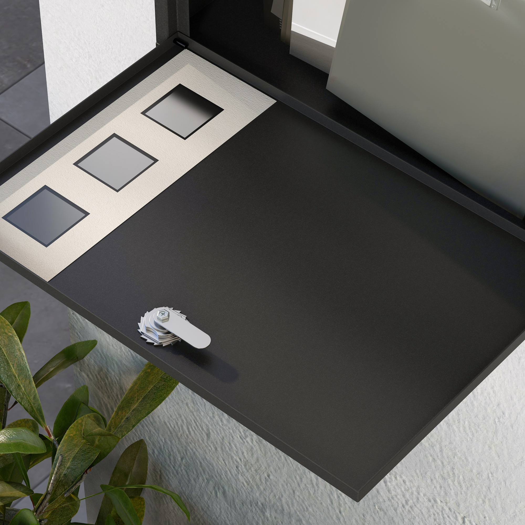 Briefkasten Metallbriefkasten, modern, abschließbar, 36,5 x 11,5 x 29 cm, Schwarz