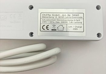 Schutzkontakt-Steckdosenleiste 6-fach / 3500W, 1,4m Kabel, weiß