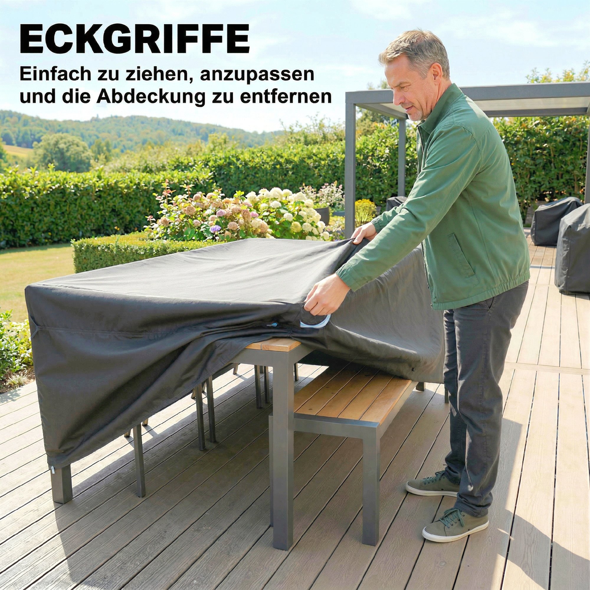 Schutzhülle für Gartenmöbel Winterfest Wasserdicht Winddicht Anti-UV Abdeckplane 420D Oxford Gewebe 180x120x74cm Schwarz