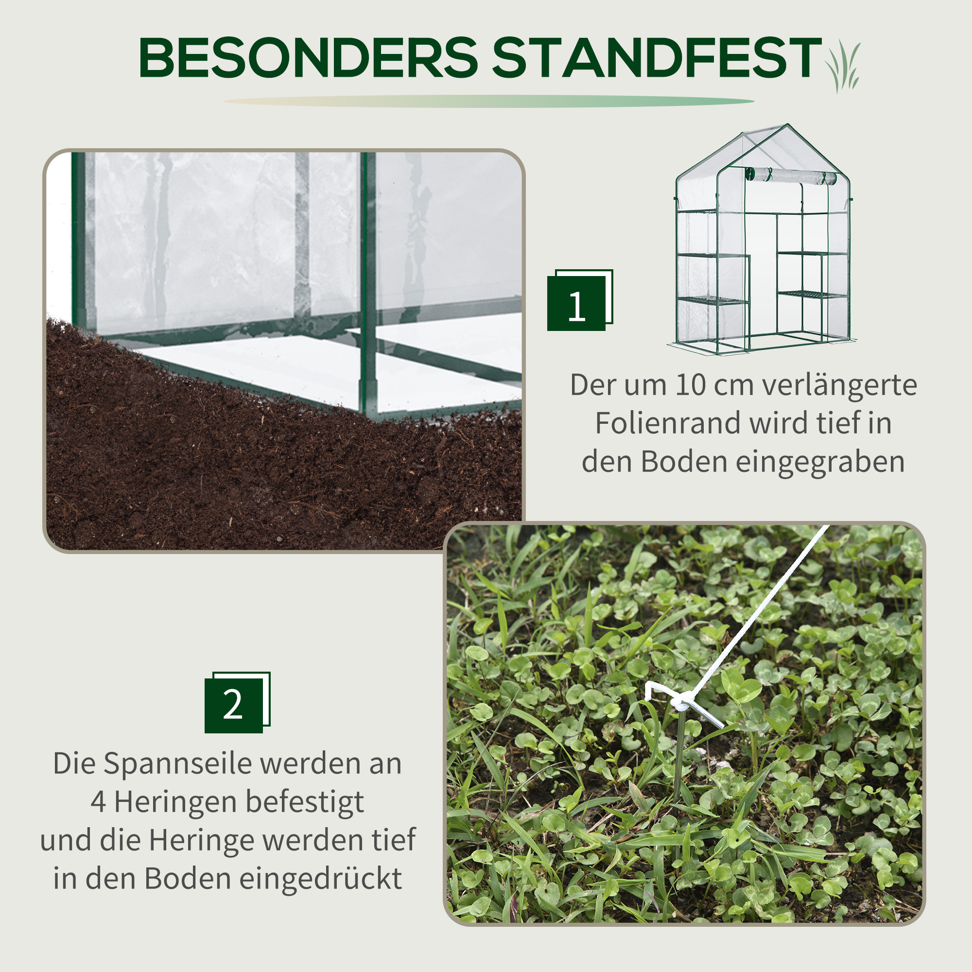 Foliengewächshaus begehbares Gartenhäuschen Tomatengewächshaus Treibhaus Frühbeet mit 6 Regalen Transparent Stahl PVC-Kunststoff 142 x 73 x 195 cm