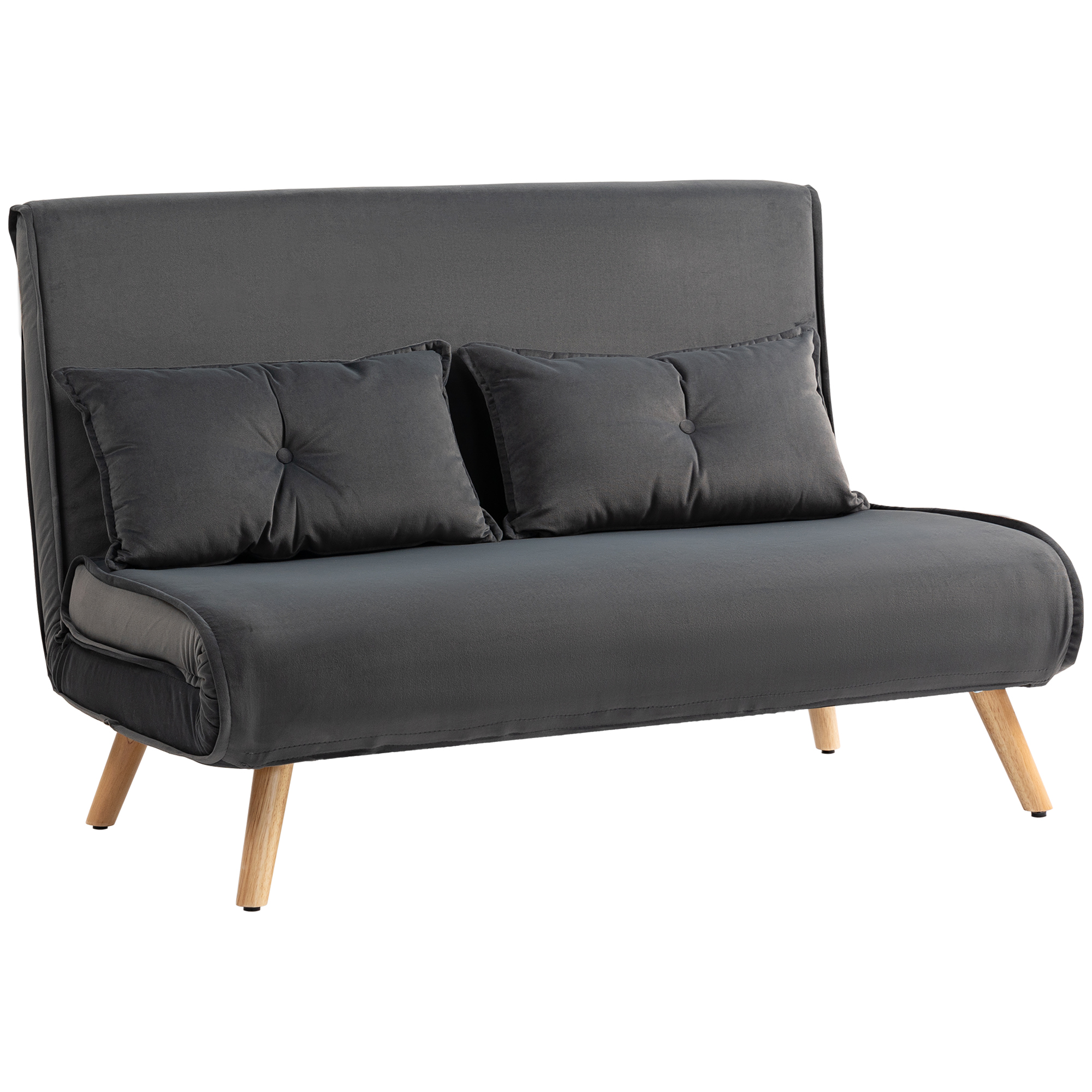 2-Sitzer-Schlafsofa, Bettsofa, in Bett umwandelbare Couch, verstellbare Rückenlehne, Stoffbezug, Metallrahmen, Grau
