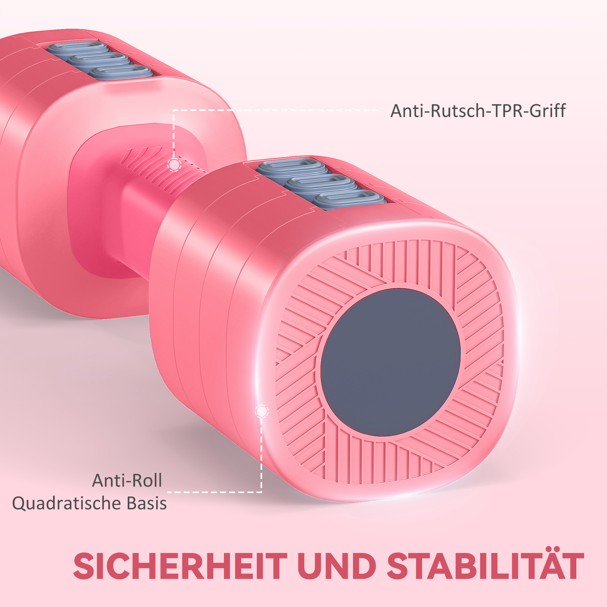 Hantelset, verstellbares Gewicht, quadratische Form, vielseitig, Metallkern, Rot