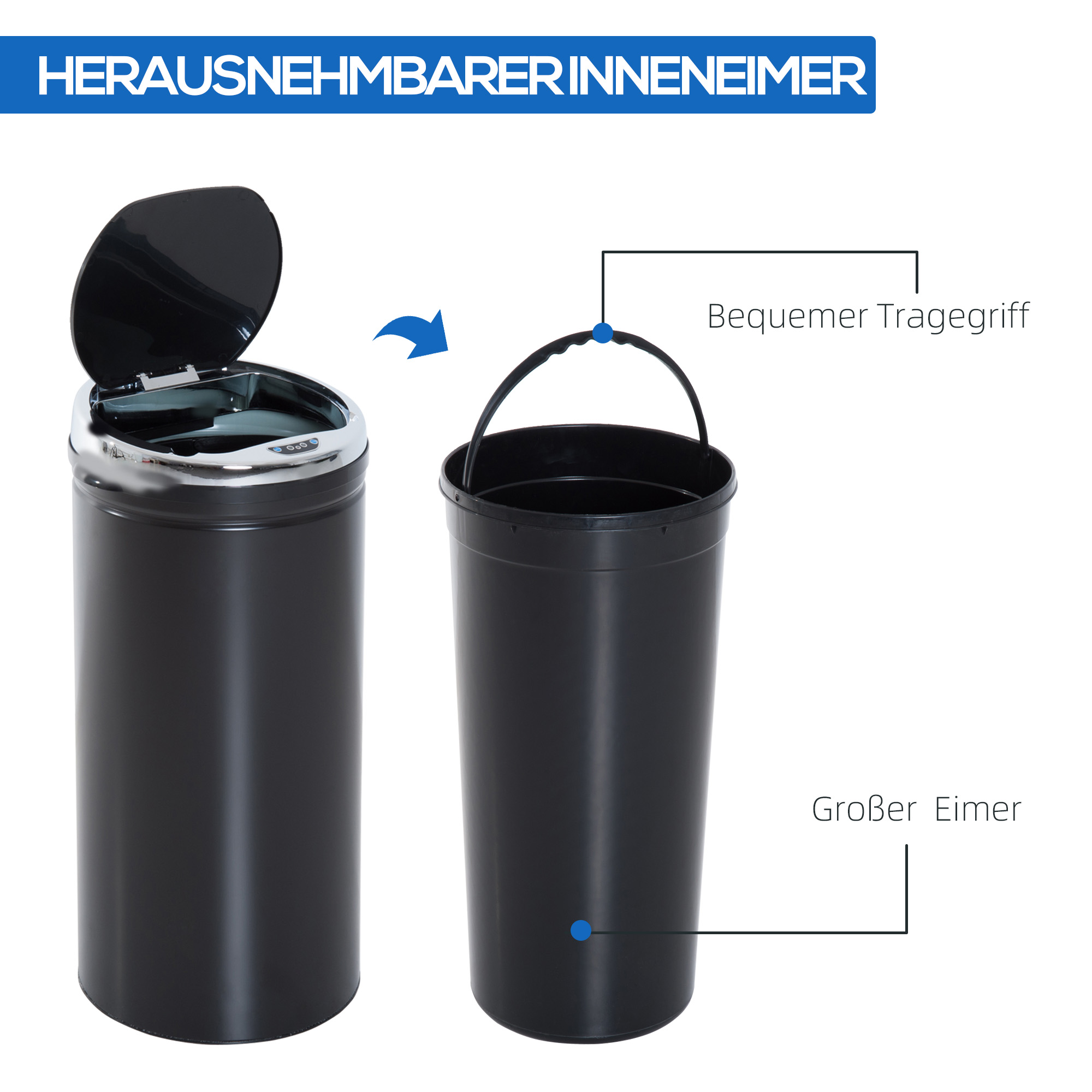 42 L Sensor Mülleimer, Automatischer Abfalleimer, Rostfreier Kücheneimer mit Infrarotsensor, für Küche, Esszimmer