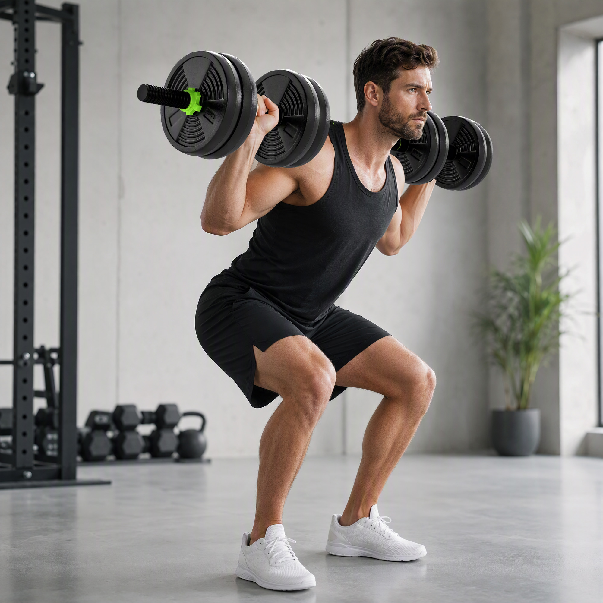 Hantelset verstellbar 15 KG Kurzhantel Set Kurzhanteln Langhanteln Hanteln Set für Krafttraining