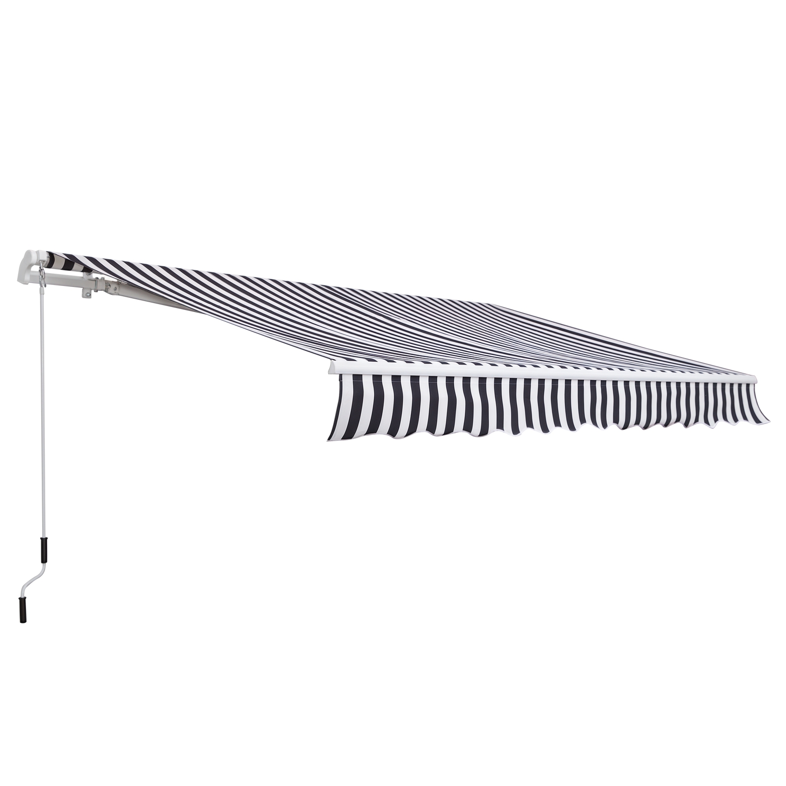 Markise Gelenkarmmarkise Sonnenschutz mit Handkurbel 3,5 x 2,5 m Grau+Weiß Alu Polyester