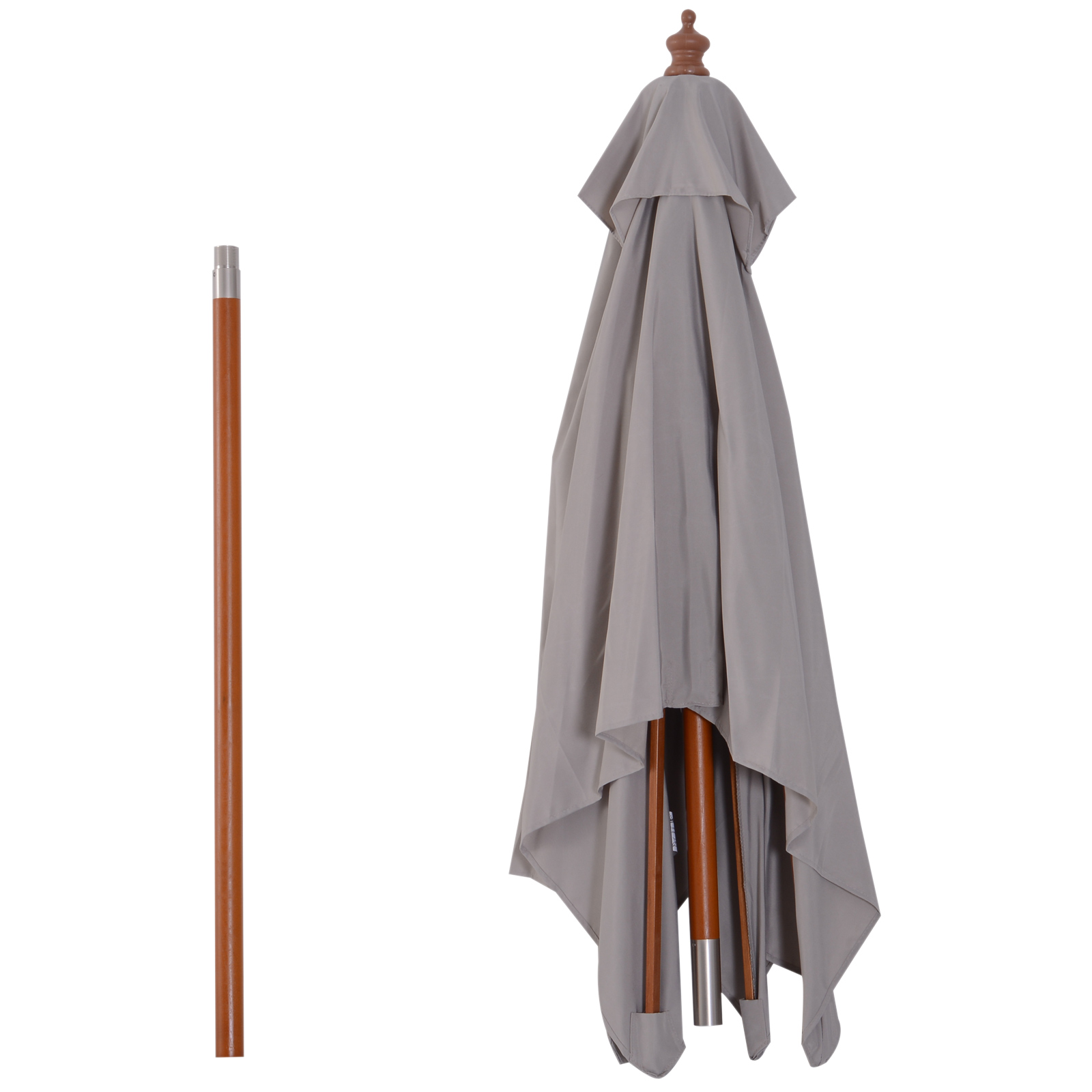 Sonnenschirm 200 x 150 x 235 cm Knickbarer Gartenschirm 3-stufig einstellbar rechteckig Strandschirm wasserabweisend und UV-beständig für Strand Balkon Terrasse Garten Grau