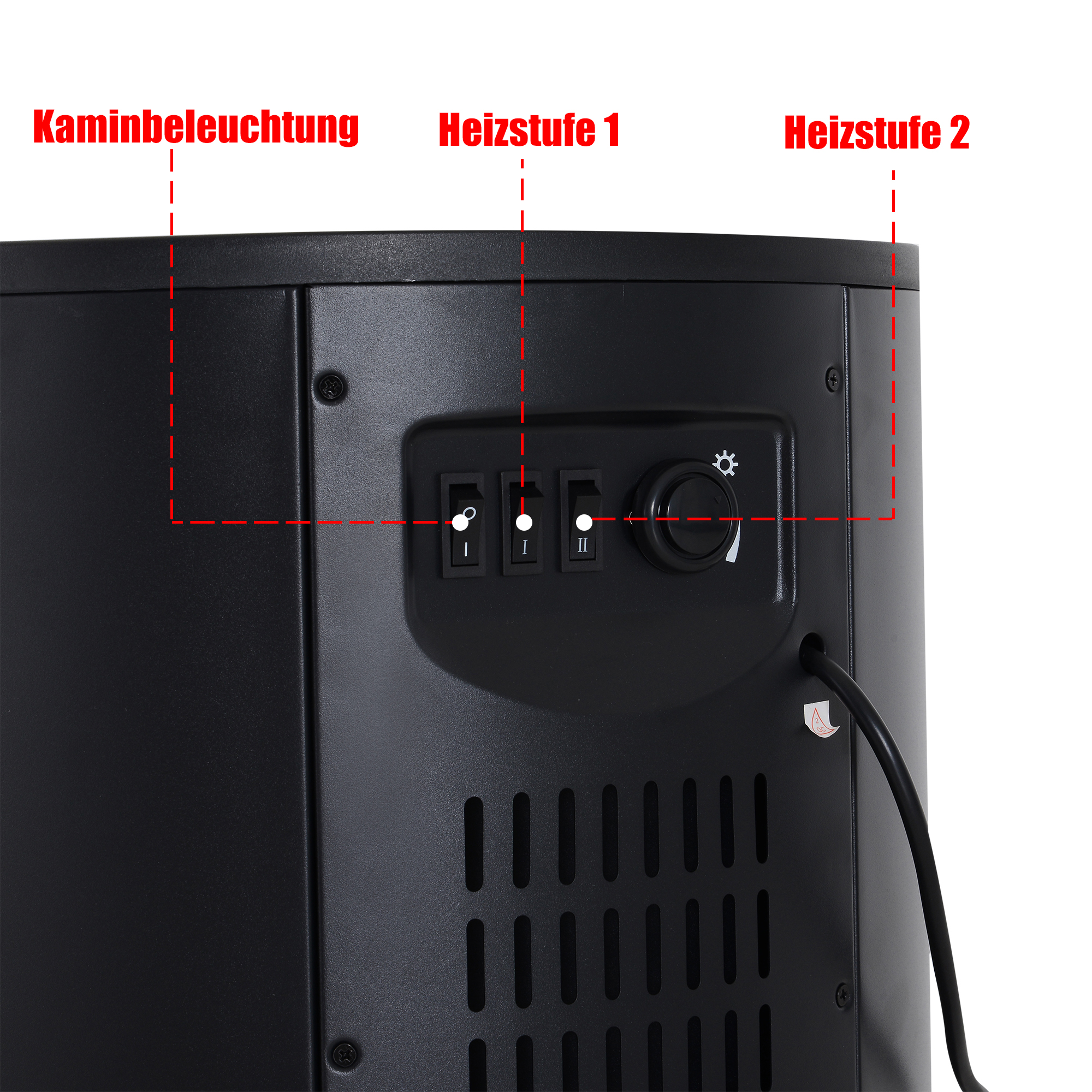 Elektrokamin mit Heizung, elektrischer Kamin mit LED Flammeneffekt, 900/2000W Dekokamin, elektrisch Kaminfeuer Kaminofen, Schwarz