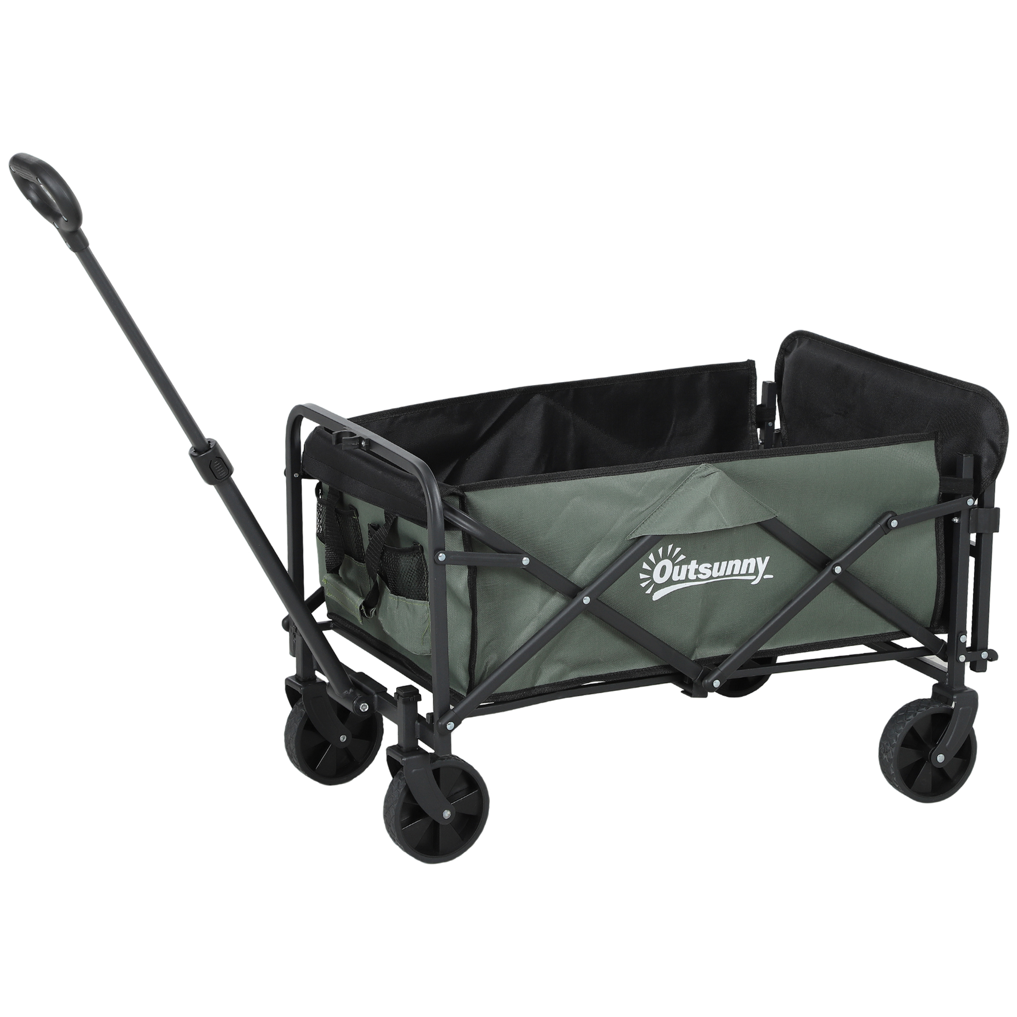 Gartenwagen 90 kg belastbar, klappbar Transportwagen mit herausnehmbare Plane, Griff, Rädern 72 Liter Grün