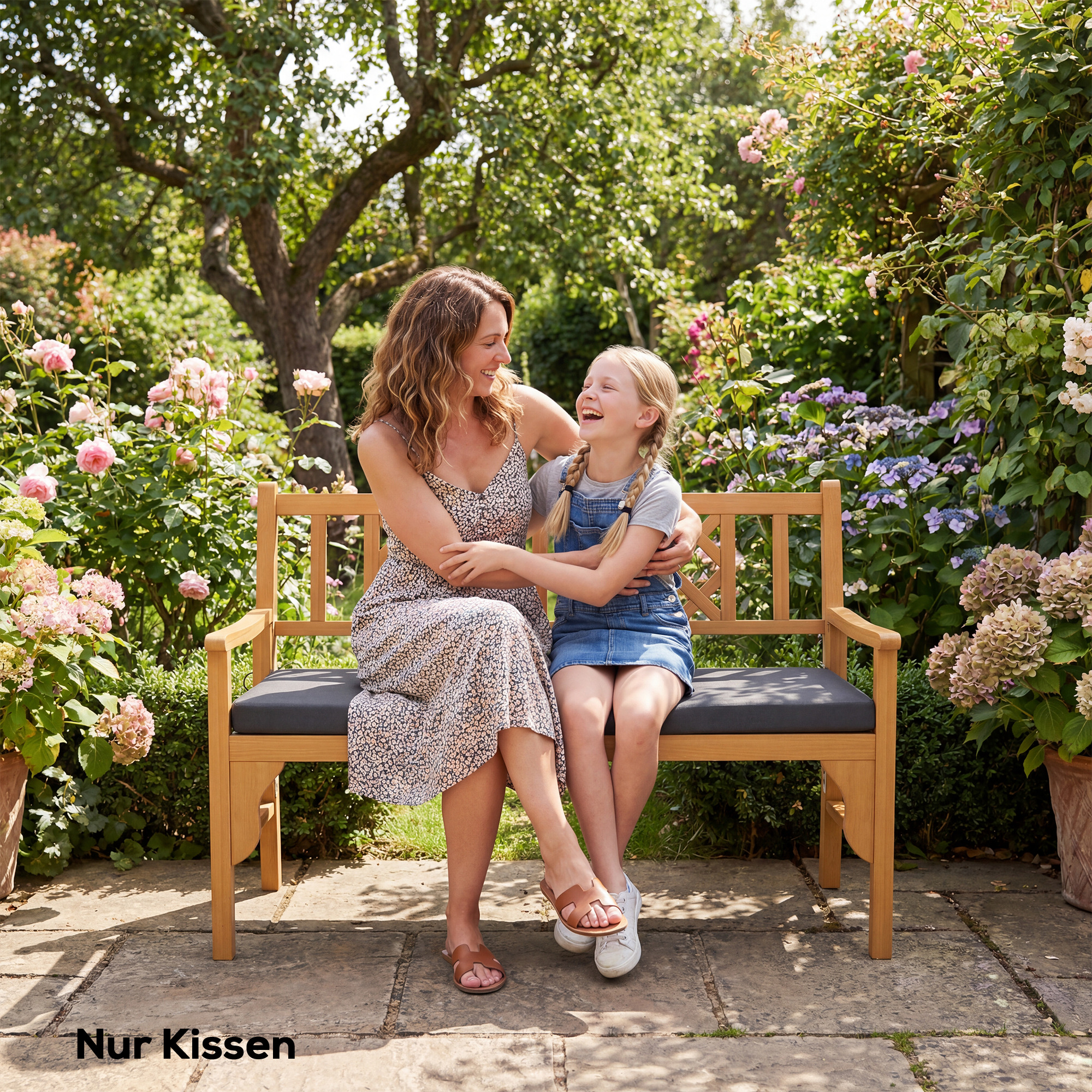 wasserabweisendes Bankkissen, Outdoor-Sitzpolster mit abnehmbarem Bezug und Befestigungsbändern für Garten und Terrasse, 110 x 46 cm, Dunkelgrau