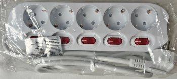 Steckdosenleiste mit Einzelschaltung, 5-fach, weiß, 1,5m Kabel