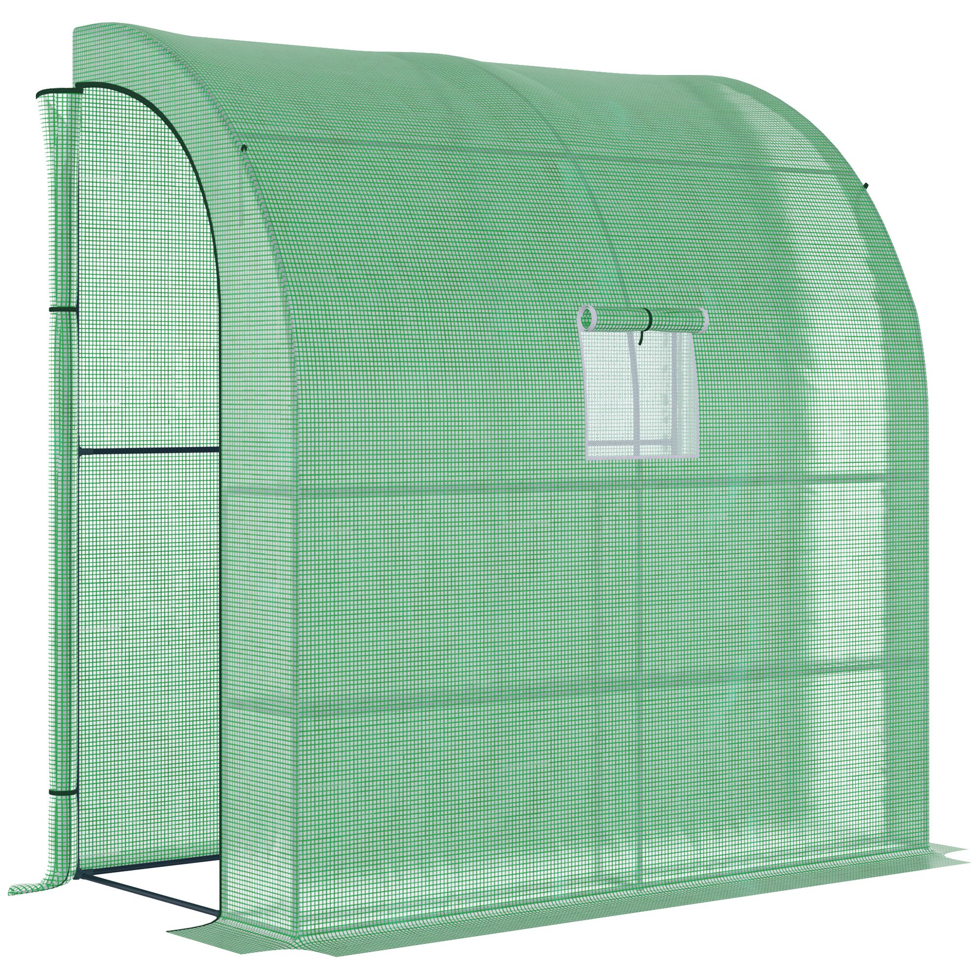 Foliengewächshaus Tomatengewächshaus mit Mesh Fenster, Treibhaus mit aufrollbaren Türen, Anzuchthaus mit UV Schutz, Grün, 200 x 100 x 215 cm