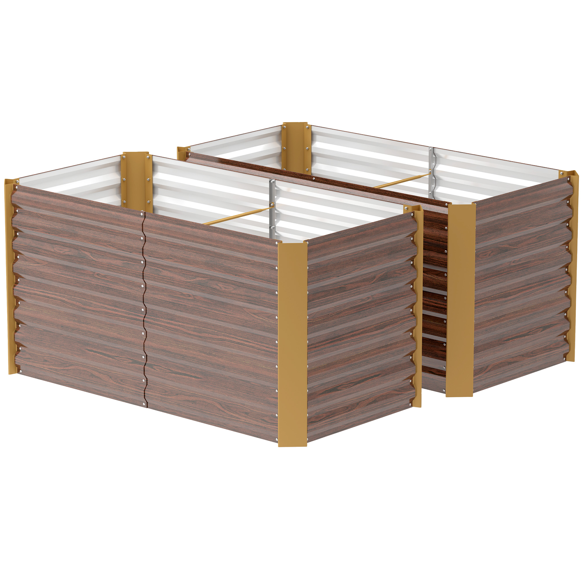 Hochbeet 2er-Set, Pflanzkasten, extra tief, Metall, 120 x 60 x 60 cm Braun