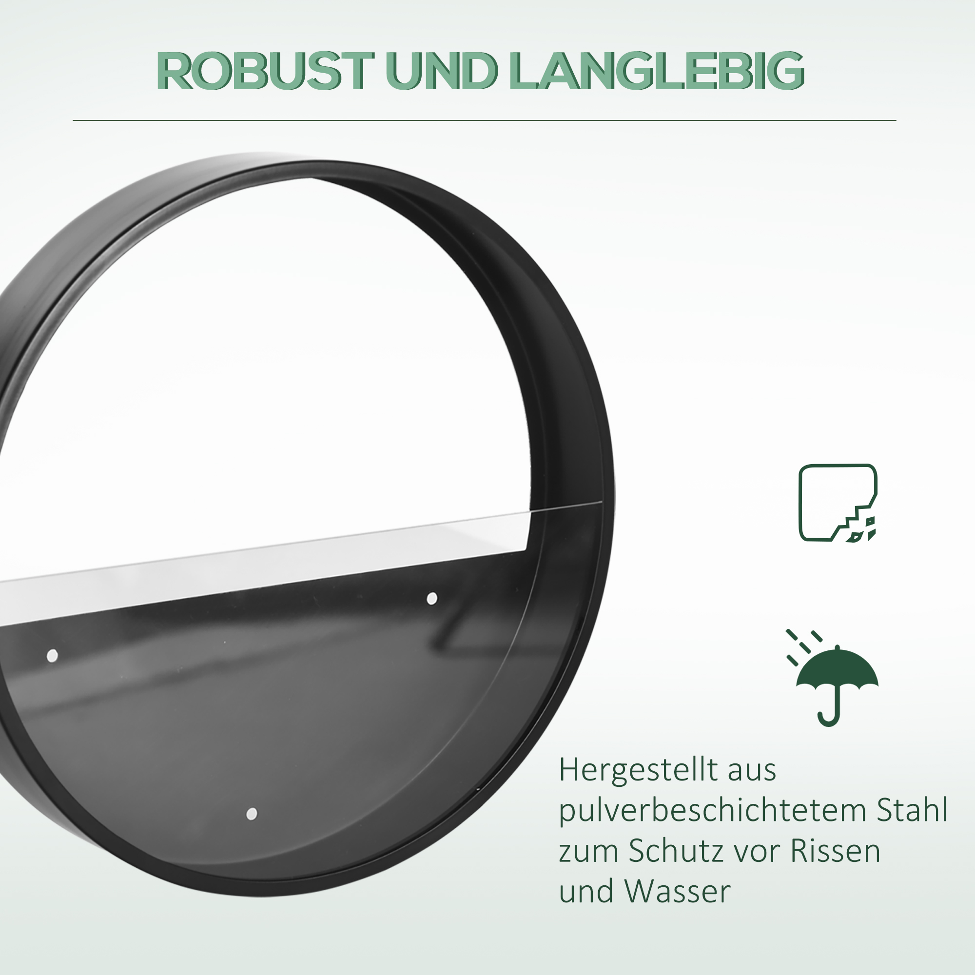 Pflanzgefäße für die Wand, 3er-Set, ineinander stapelbar, Stahl+Acryl, schwarz