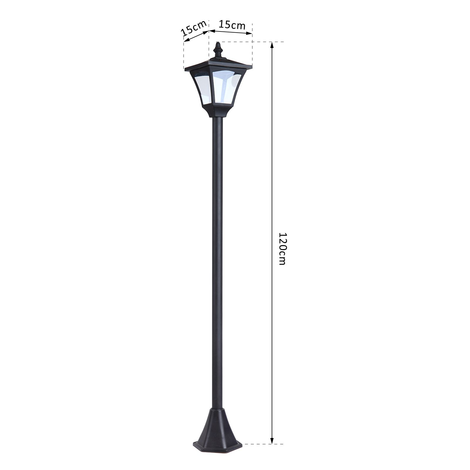 LED Solar Gartenlaterne, Stehleuchte aus Edelstahl Gartenlampe 120 cm hoch Windlicht Außenleuchte IP44, Solarlampe mit Lichtsensor 30 Lumen Erdspieß, Gartenlampe für Garten Balkon Schwarz