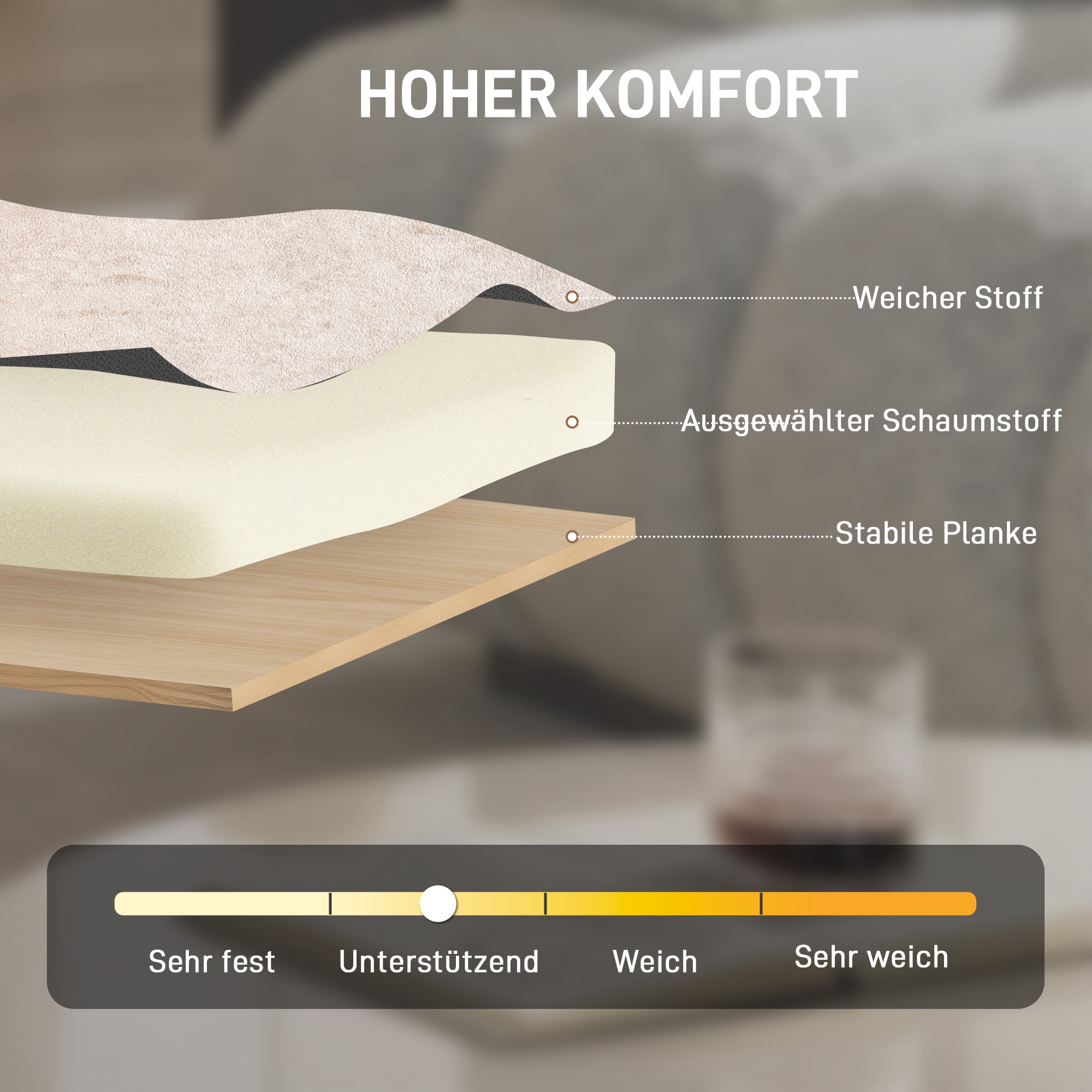 Akzentstuhl, Chenille-Polstersessel mit Massivholzrahmen und Beinen, Beige