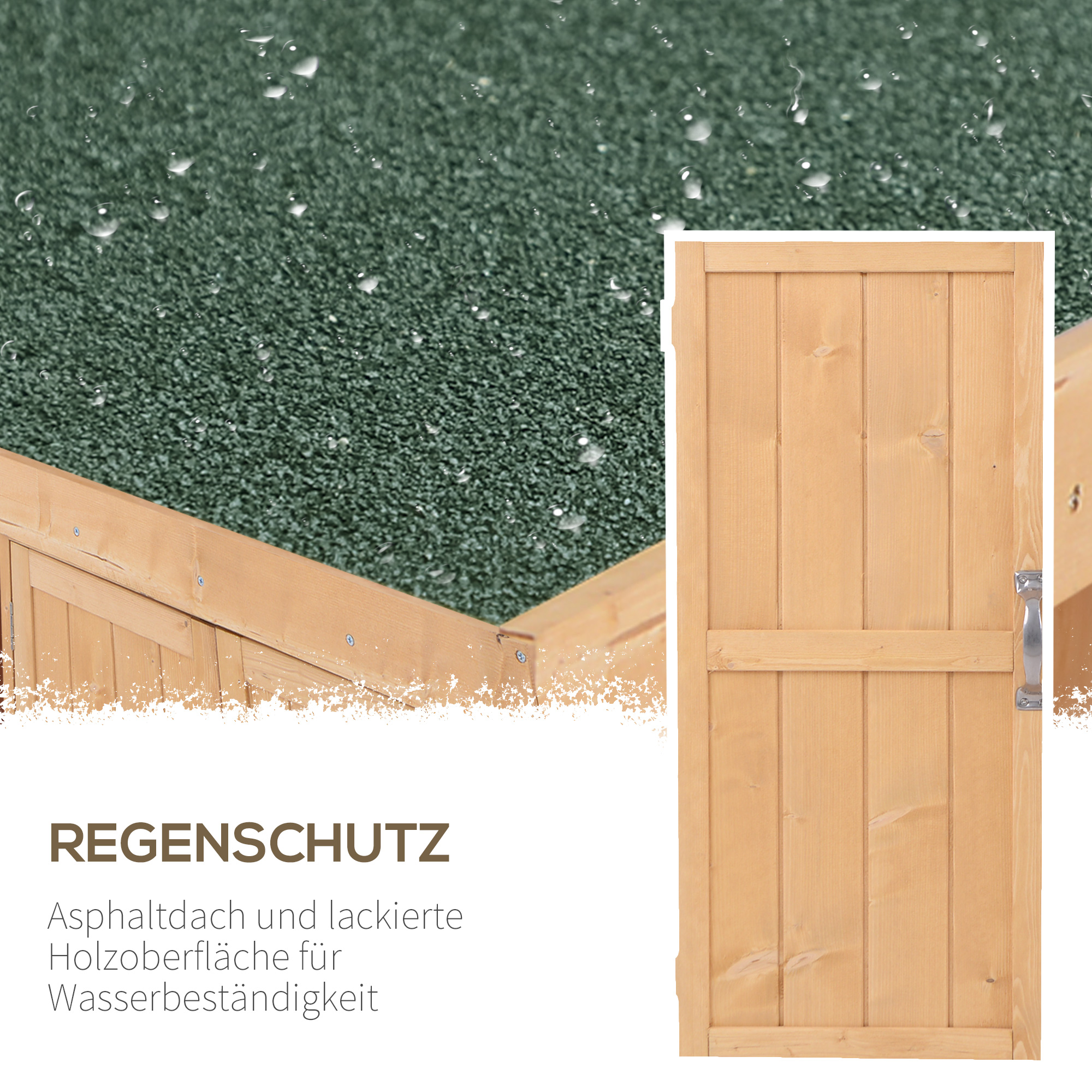 Gartenschrank Tannenholz, Geräteschuppen wetterfest 74x43x88cm, Gerätehaus mit Doppeltür, 2 Fächern, Geräteschrank, Gartenhaus Werkzeugschrank Gartenschuppen für Garten, Terrasse, Natur
