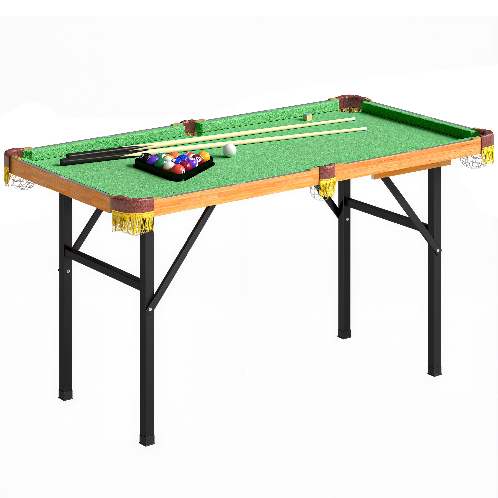 Klappbarer Billardtisch, Mini-Billiard-Tisch, 2 Queues, 16 Kugeln, Dreieck, Bürste, Grün Klappbarer Billardtisch, Mini-Billiard-Tisch, 2 Queues, 16 Kugeln, Dreieck, Bürste, Grün