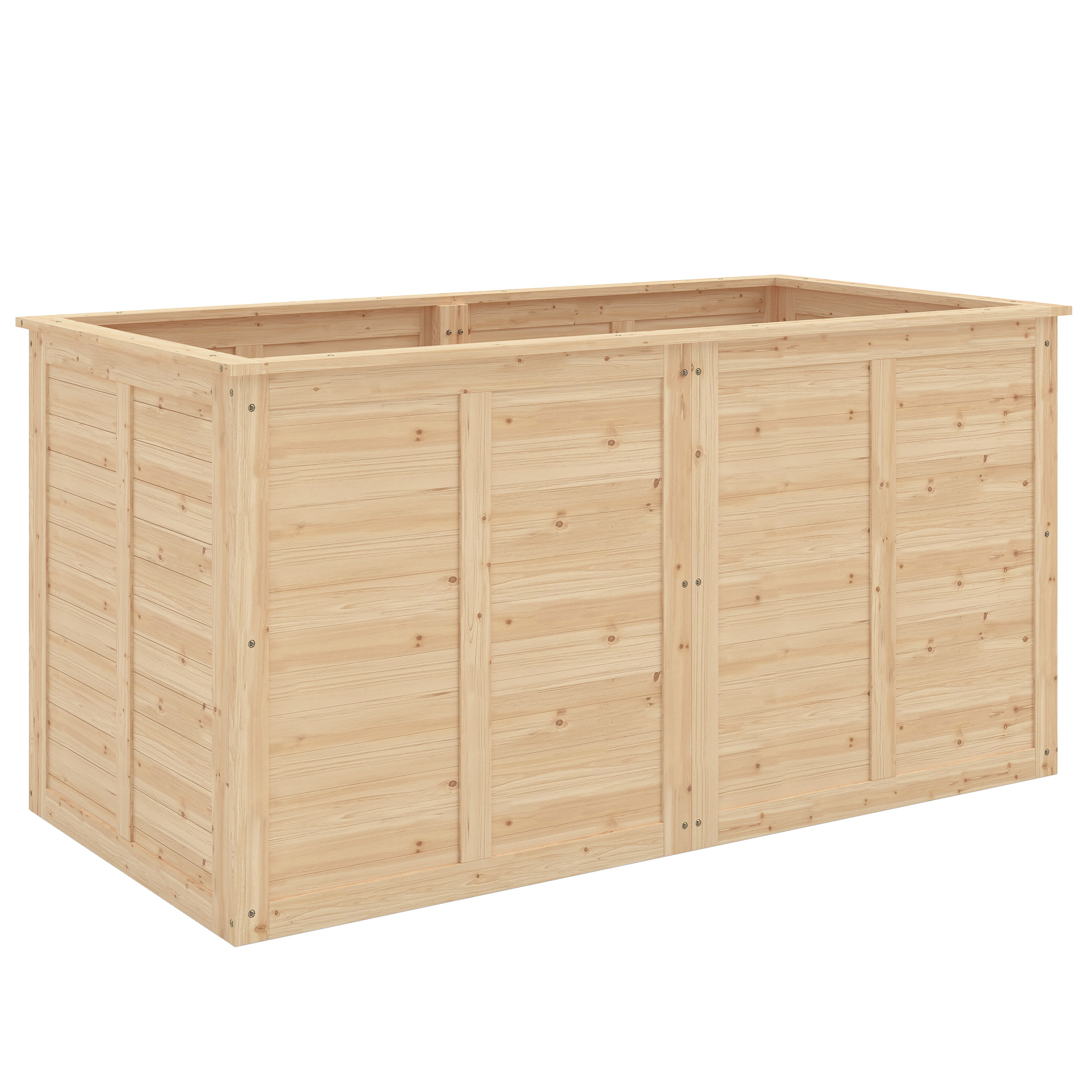 Hochbeet Holz 152 x 77 x 77 cm erhöhtes Tief Kräuterbeet mit Offenem Boden Verstärkungsstangen