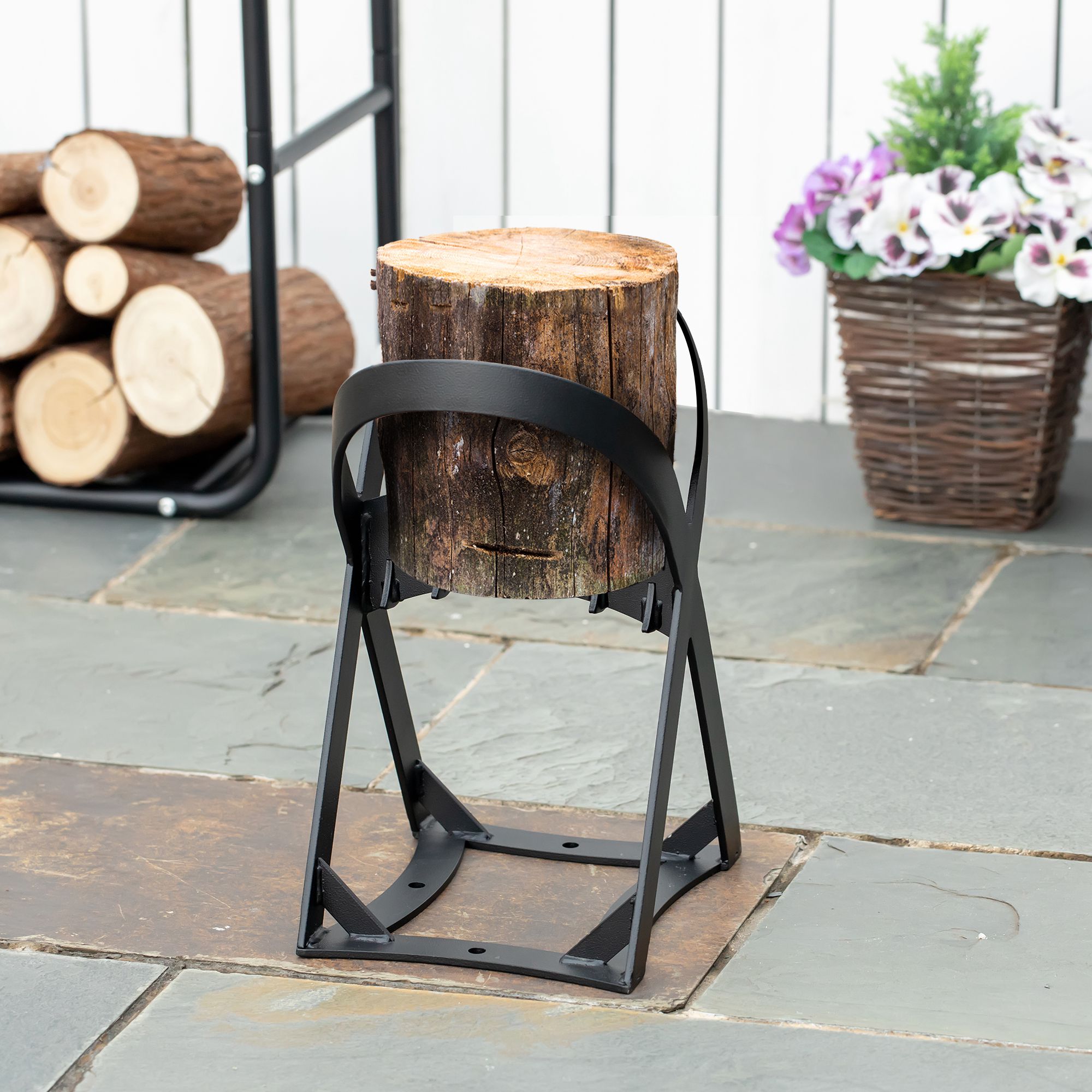 Manueller Holzspalter aus Karbonstahl Brennholzspalter schnelles Brennholzspaltwerkzeug leicht zu bedienen für Campen Outdoor Schwarz 24,4 x 20,8 x 37,4 cm